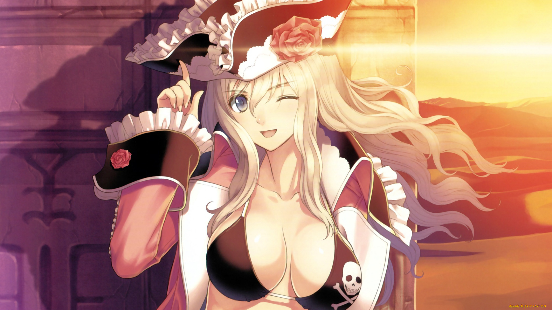 аниме, unknown, , другое, девушка, пиратка, шляпа