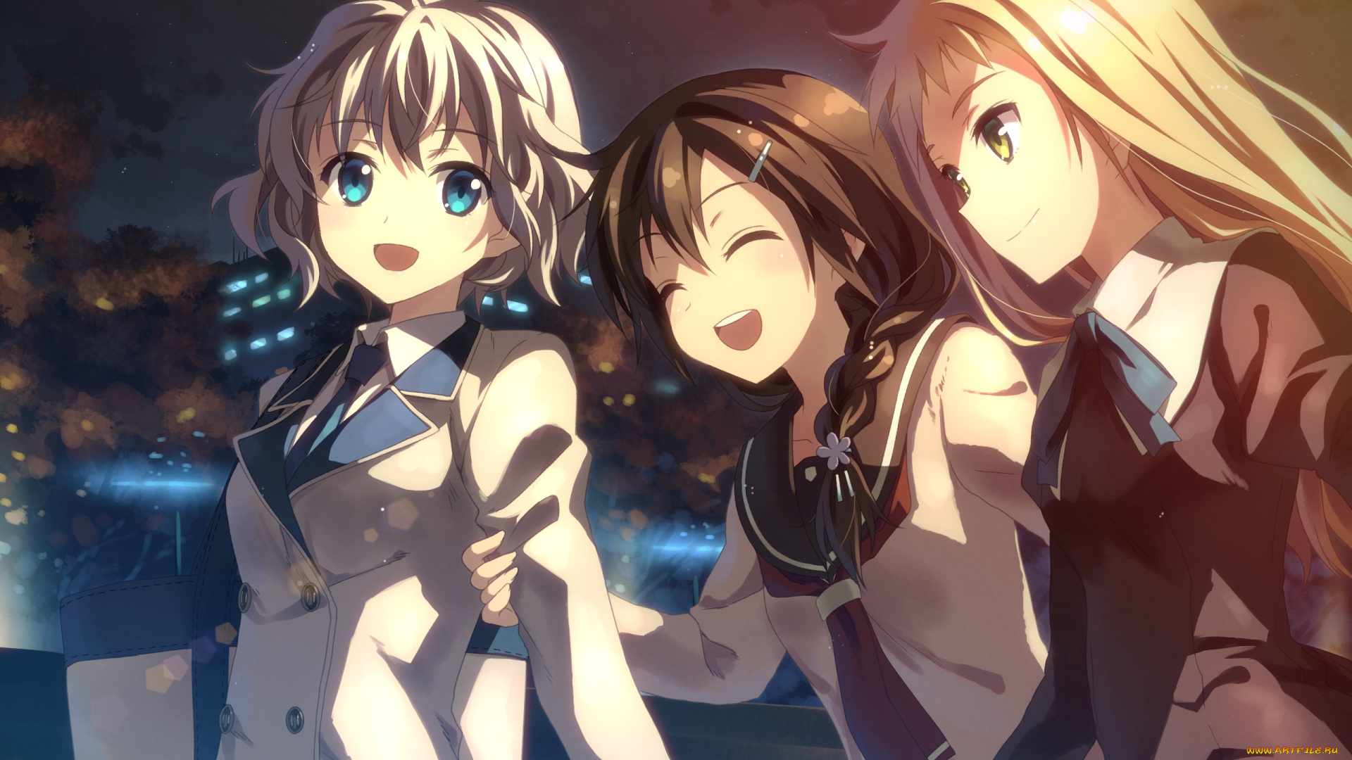 аниме, yuuki, tatsuya, , artbook, взгляд, девушки, фон