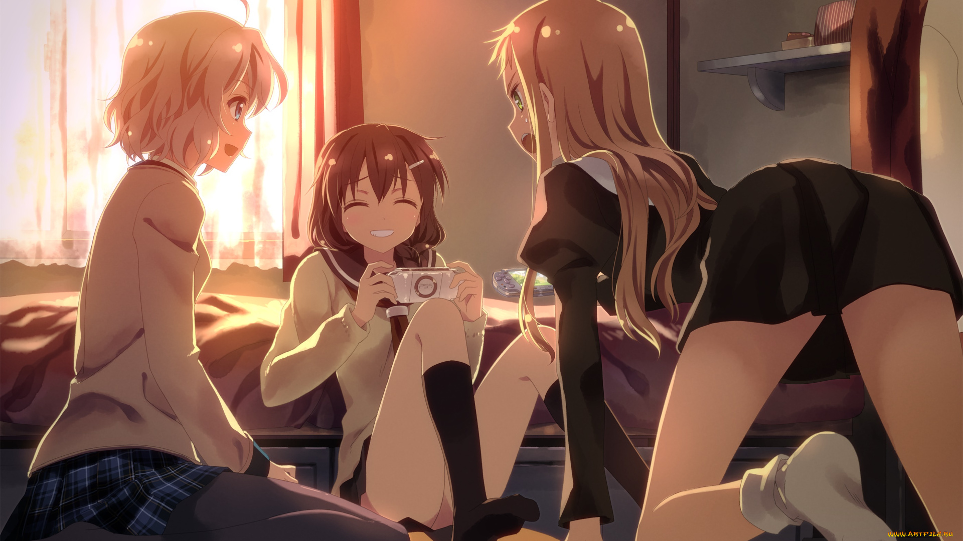 аниме, yuuki, tatsuya, , artbook, взгляд, фон, девушки