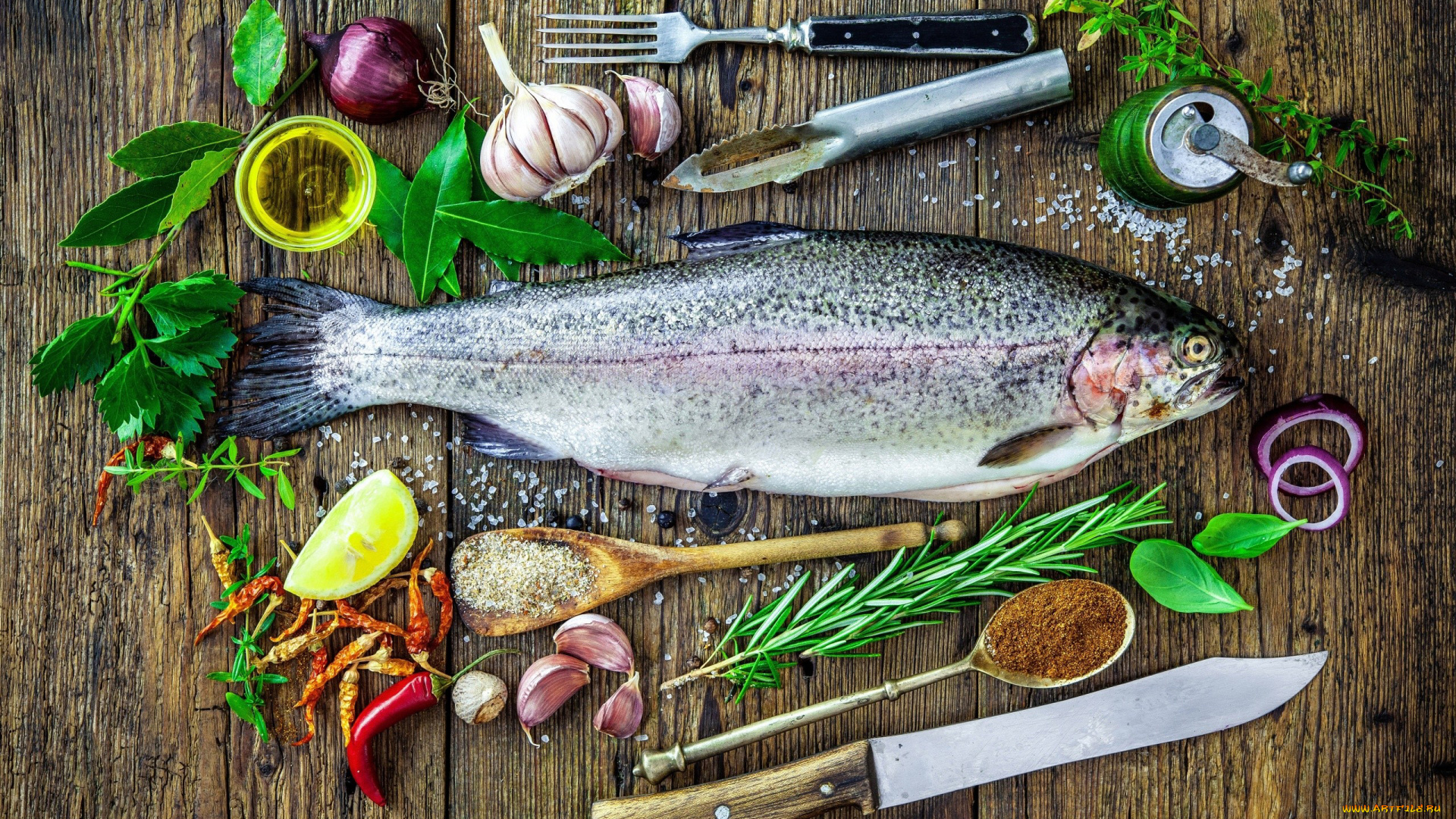 еда, рыба, , морепродукты, , суши, , роллы, розмарин, чеснок, форель