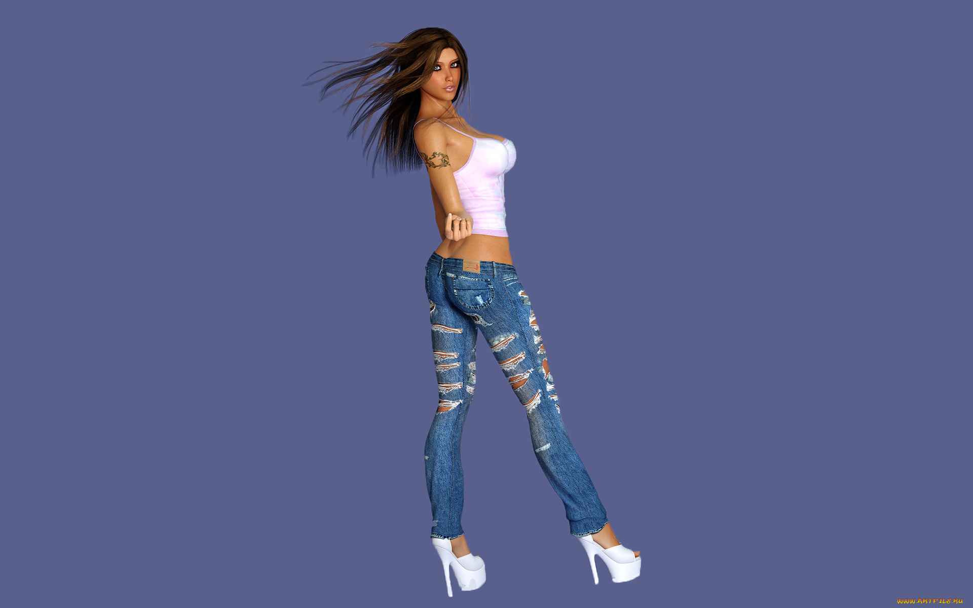 3д, графика, люди, , people, фон, девушка, тату, взгляд