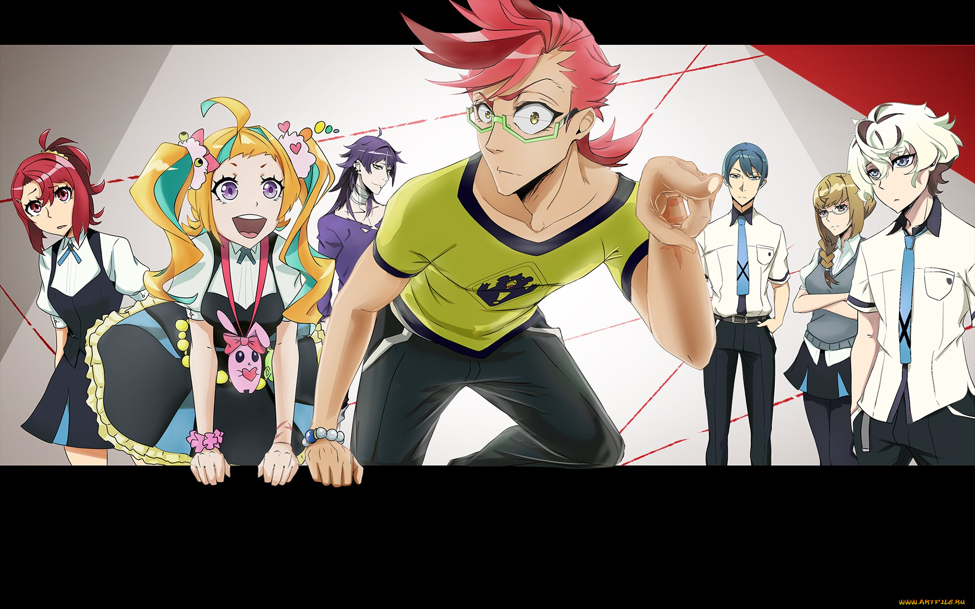 kiznaiver, аниме, парень, взгляд, девушка, фон