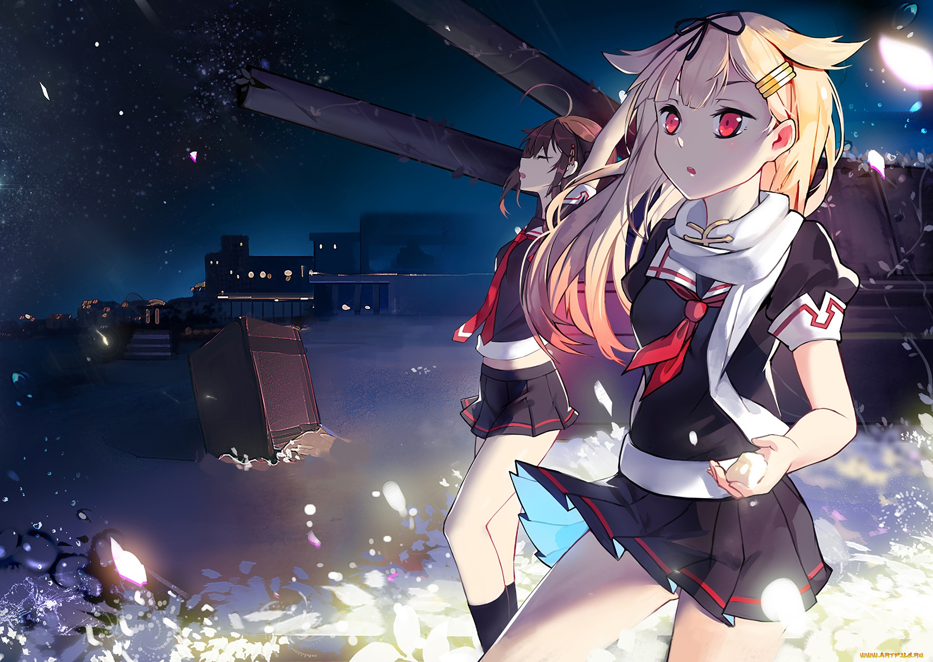 аниме, kantai, collection, девушки, взгляд, фон