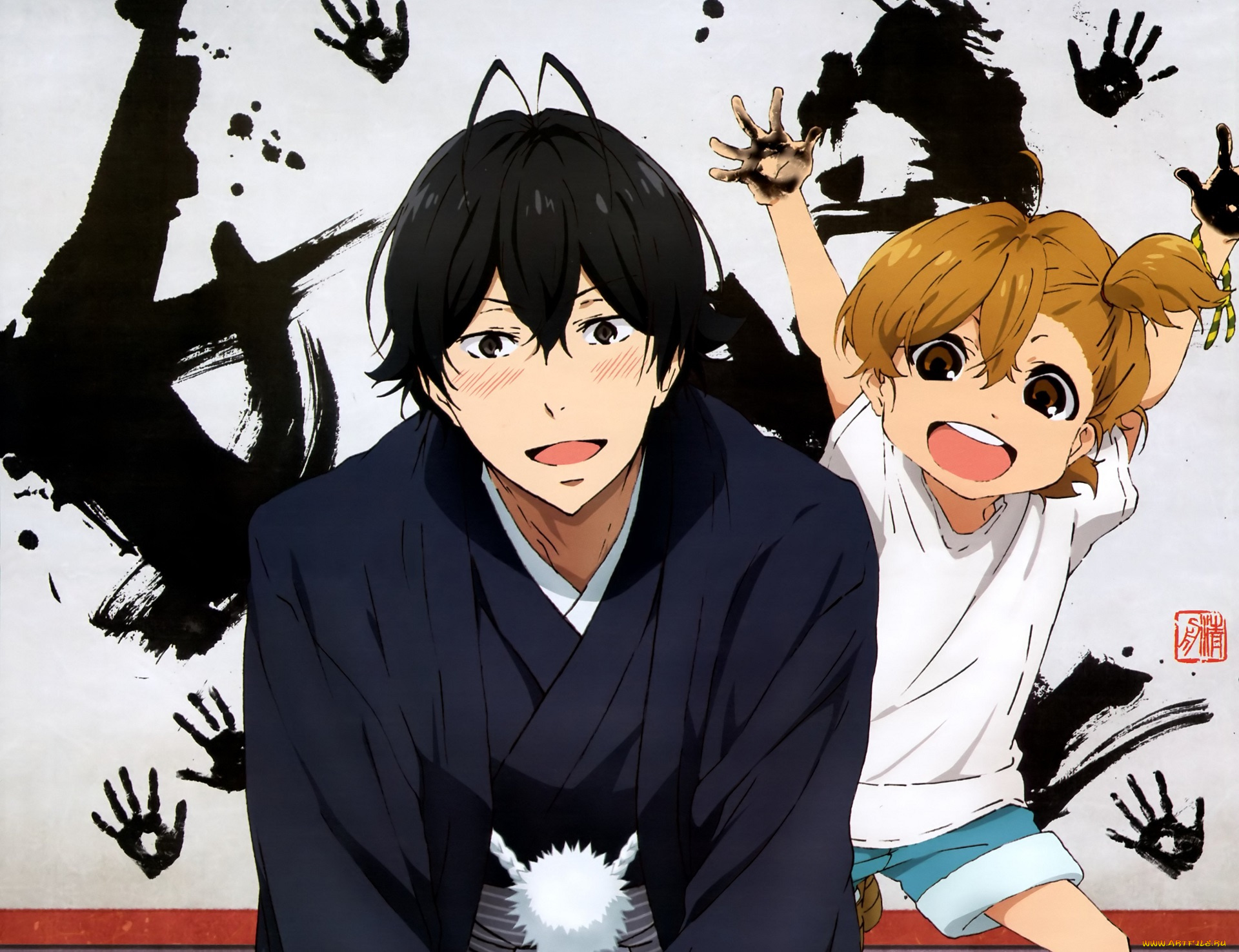 аниме, barakamon, парень, девочка