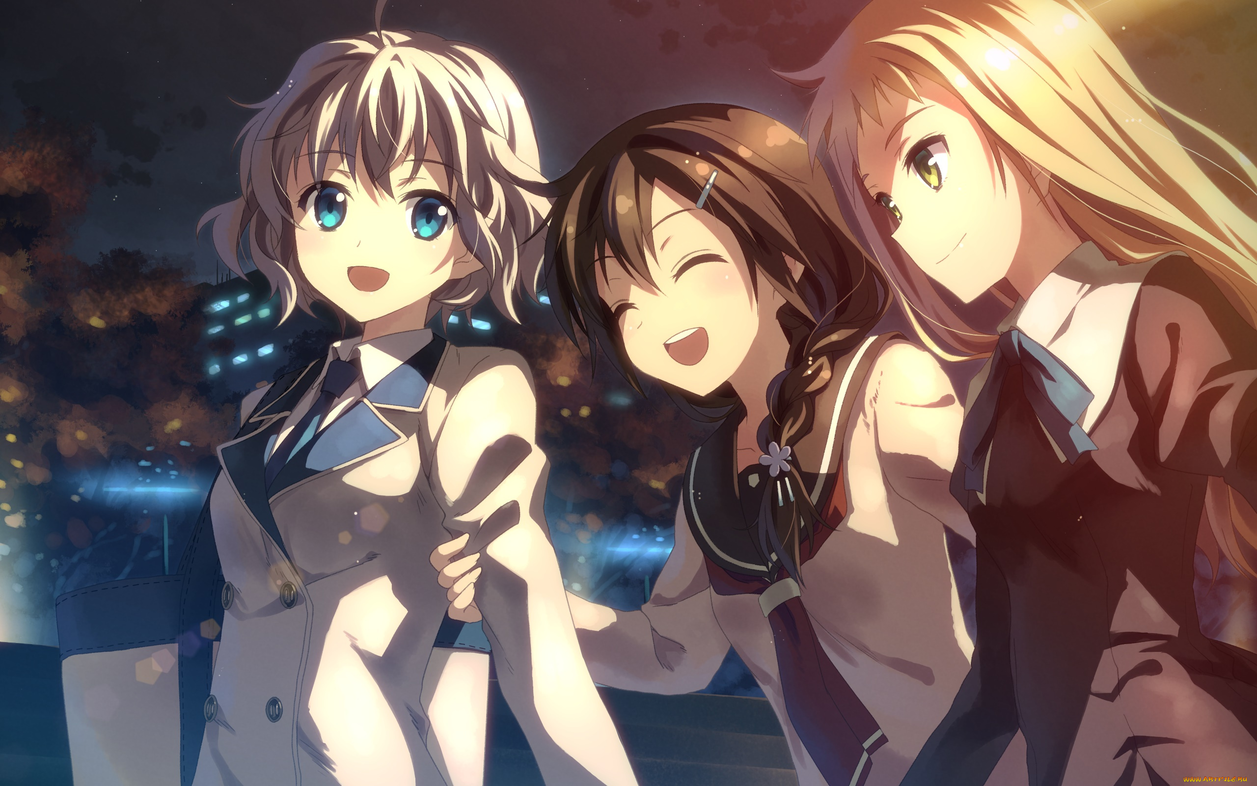 аниме, yuuki, tatsuya, , artbook, взгляд, девушки, фон