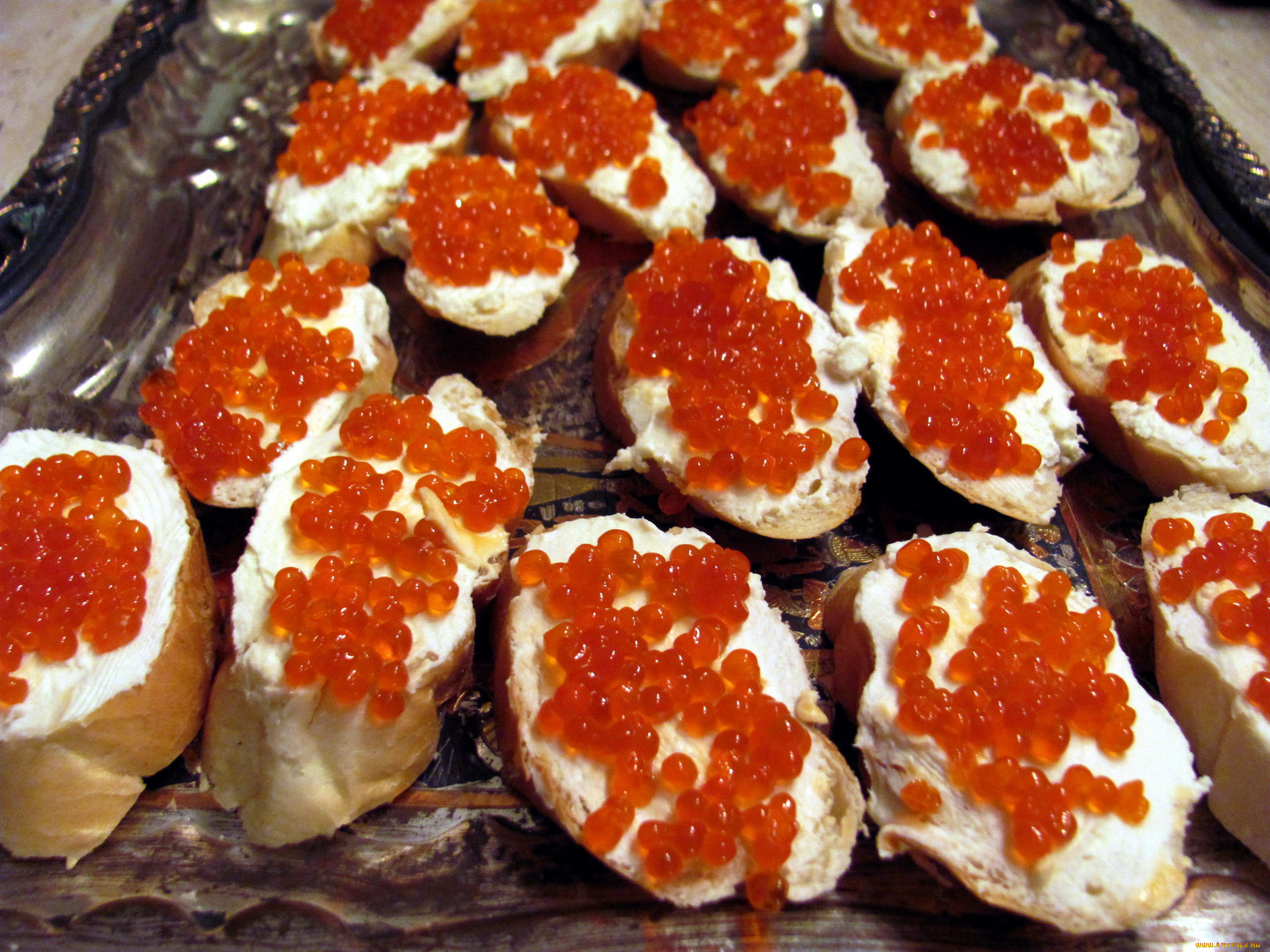 еда, икра, красная, багет, бутерброды