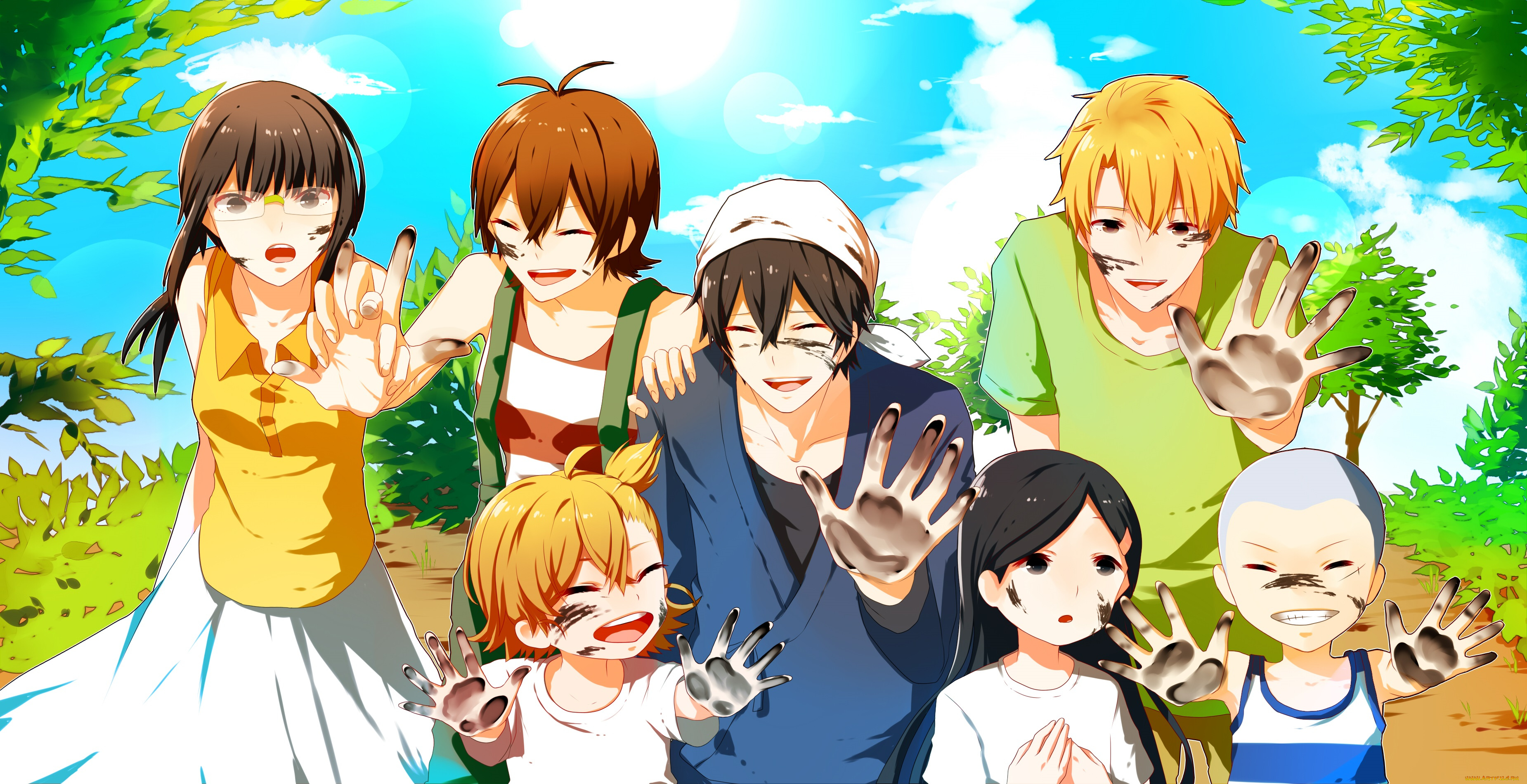 аниме, barakamon, девушки, дети, парни