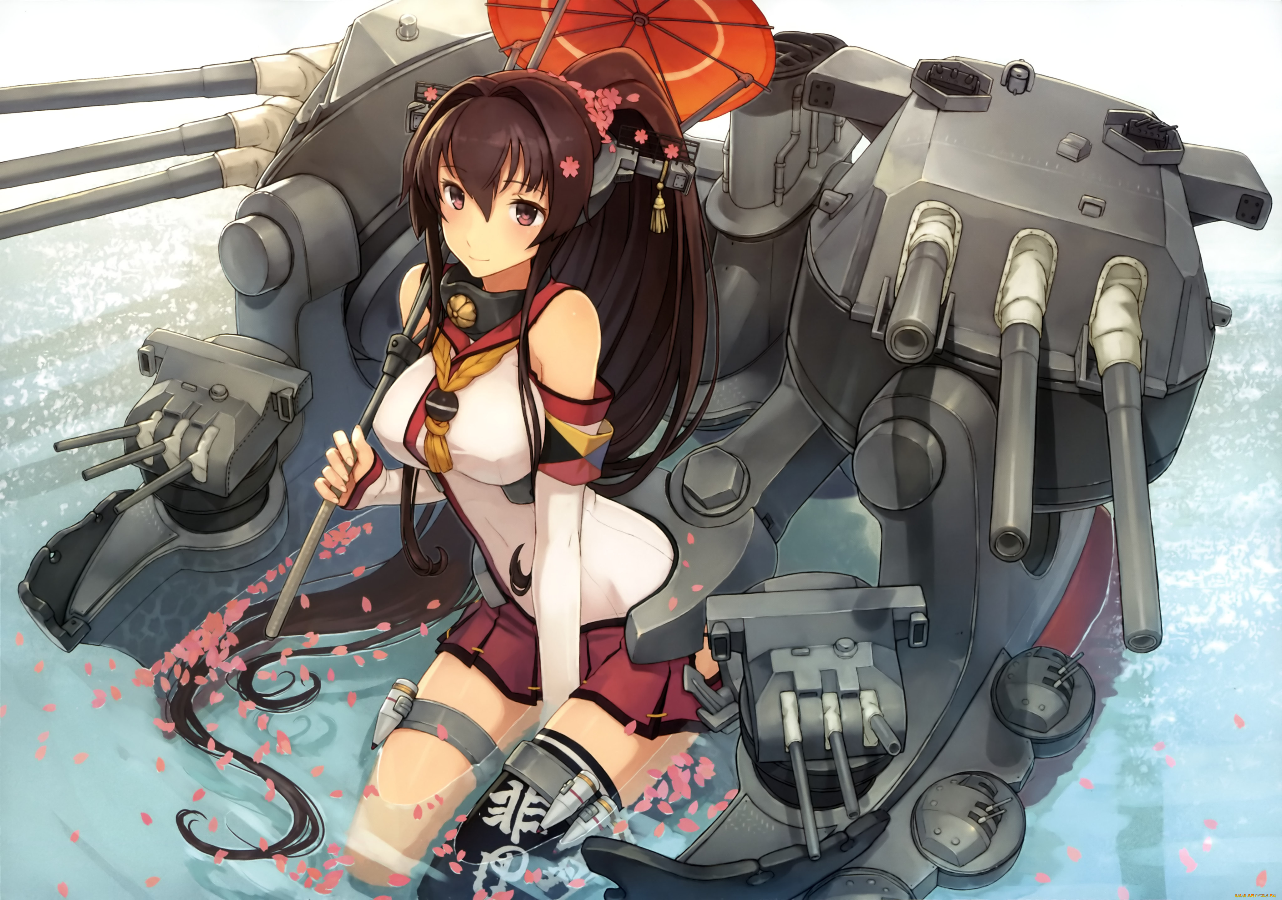 аниме, kantai, collection, девушка, взгляд, фон