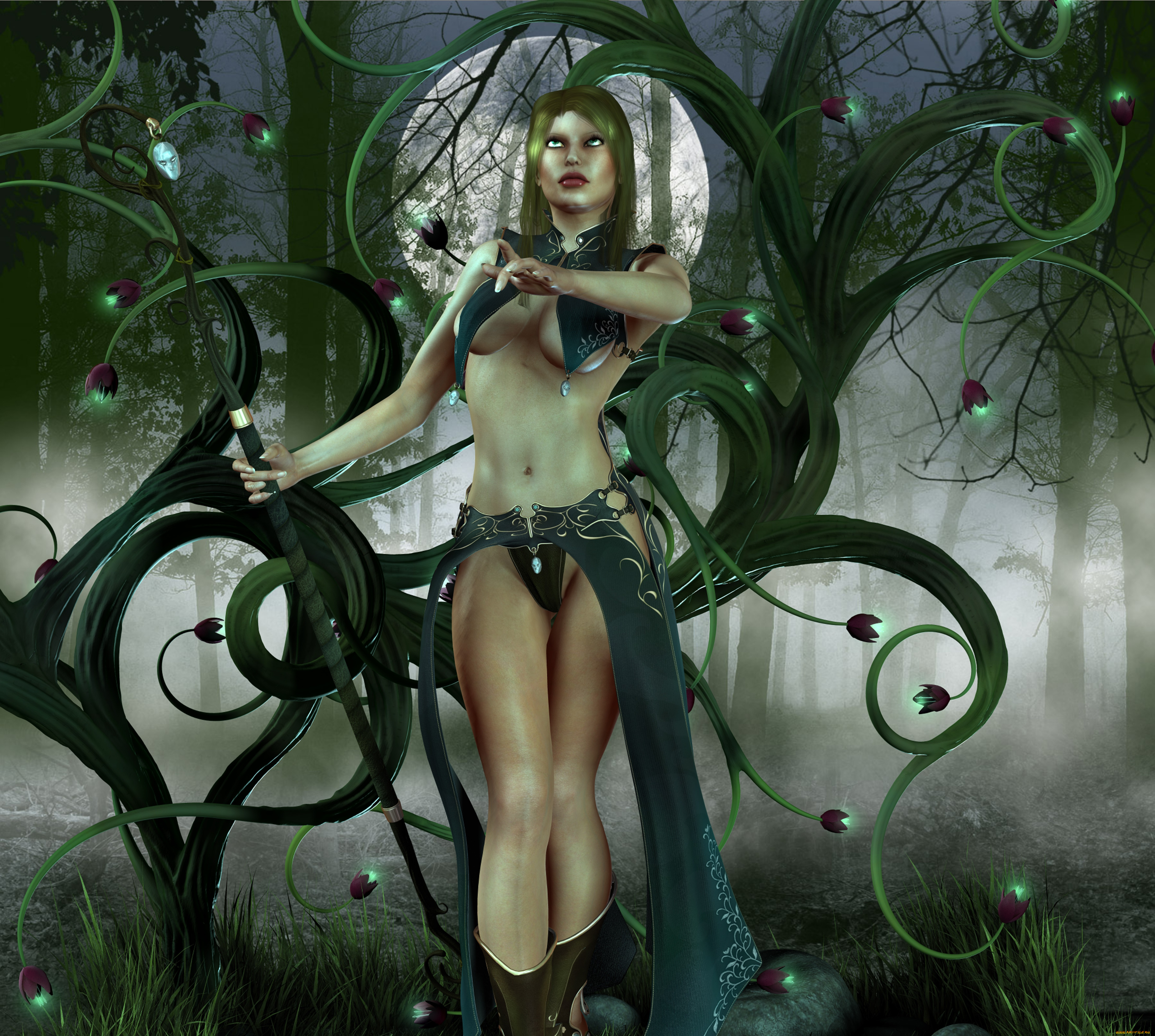 3д, графика, фантазия, , fantasy, взгляд, девушка, фон