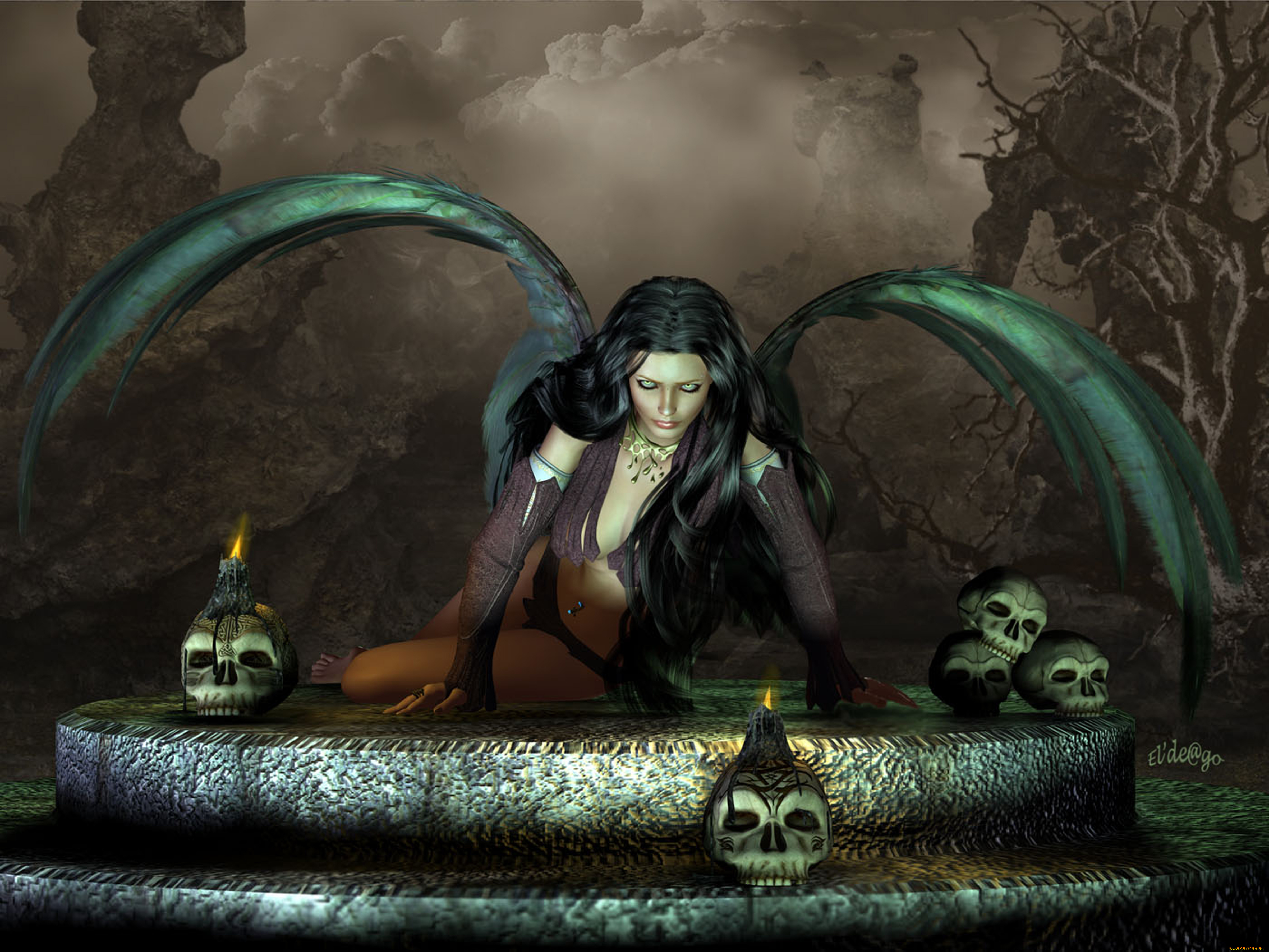 3д, графика, эльфы, , elves, взгляд, черенпа, фея, фон