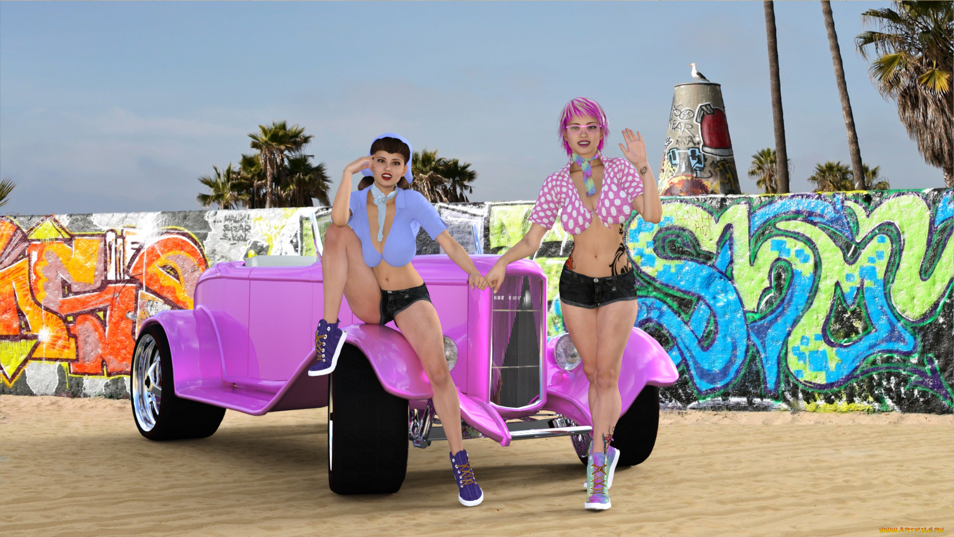 3д, графика, люди-авто, мото, , people-, car, , , moto, фон, взгляд, девушка