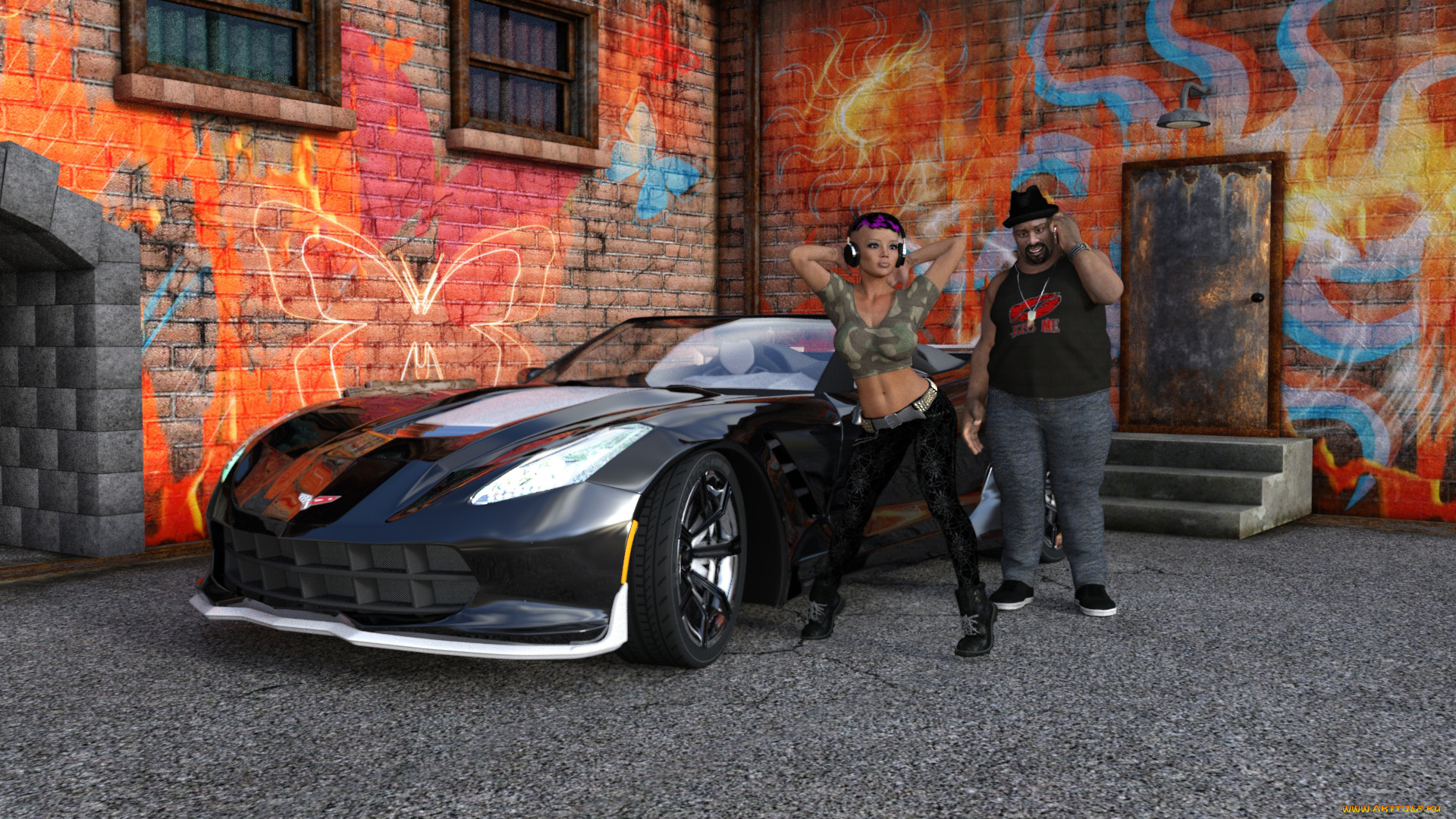 3д, графика, люди-авто, мото, , people-, car, , , moto, взгляд, фон, девушка