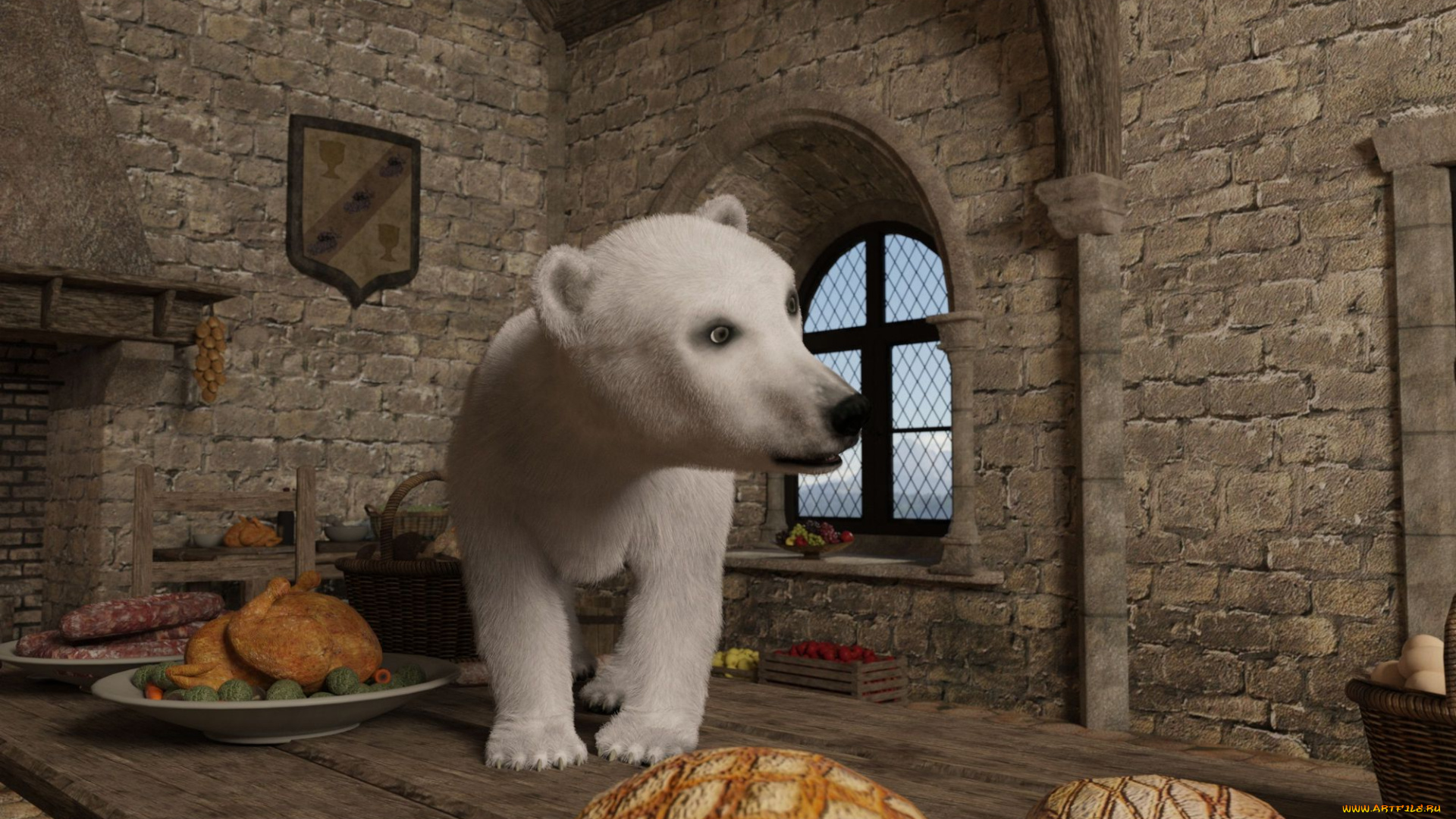 3д, графика, животные, , animals, фон, медвежонок