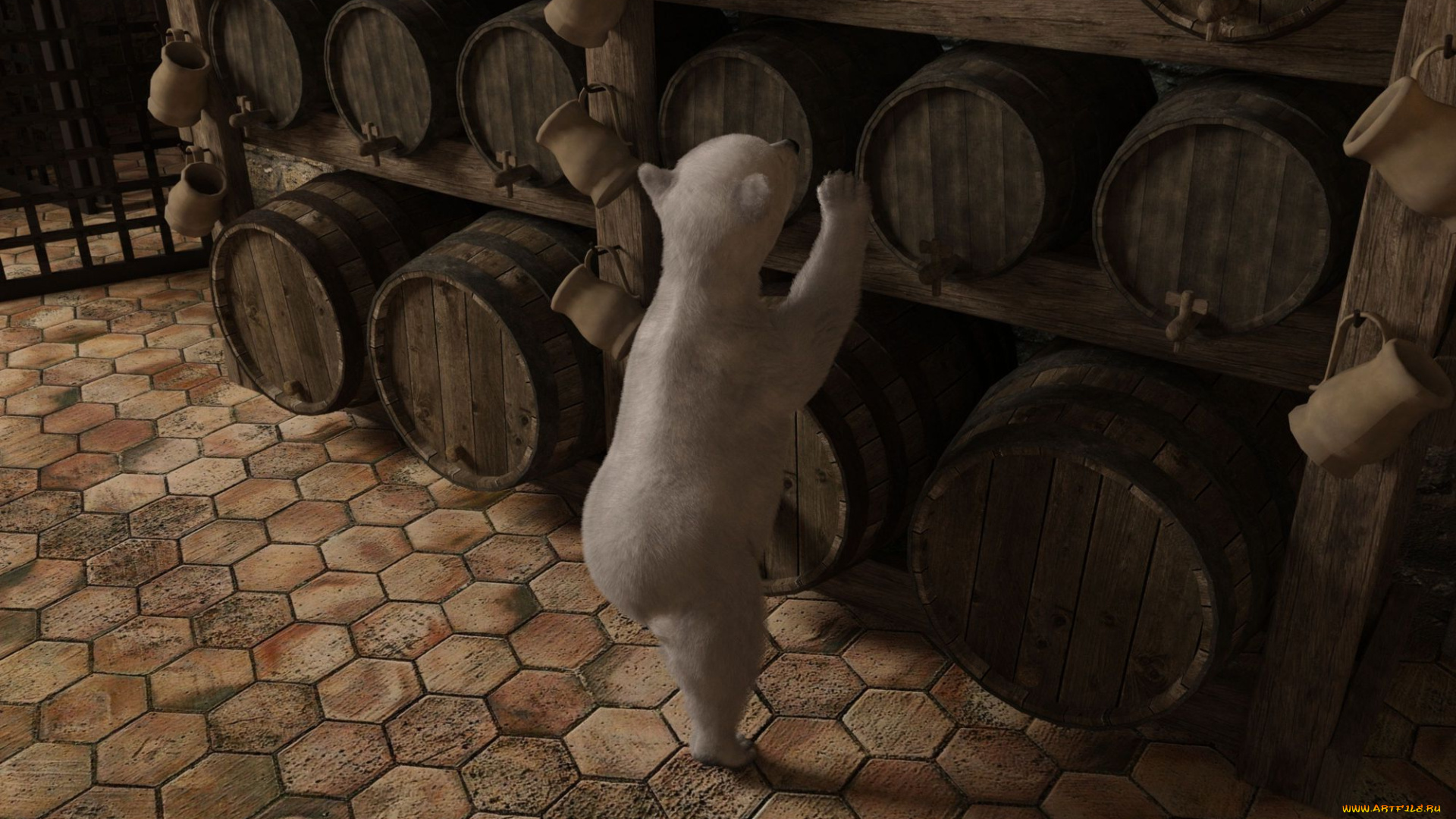 3д, графика, животные, , animals, фон, медвежонок