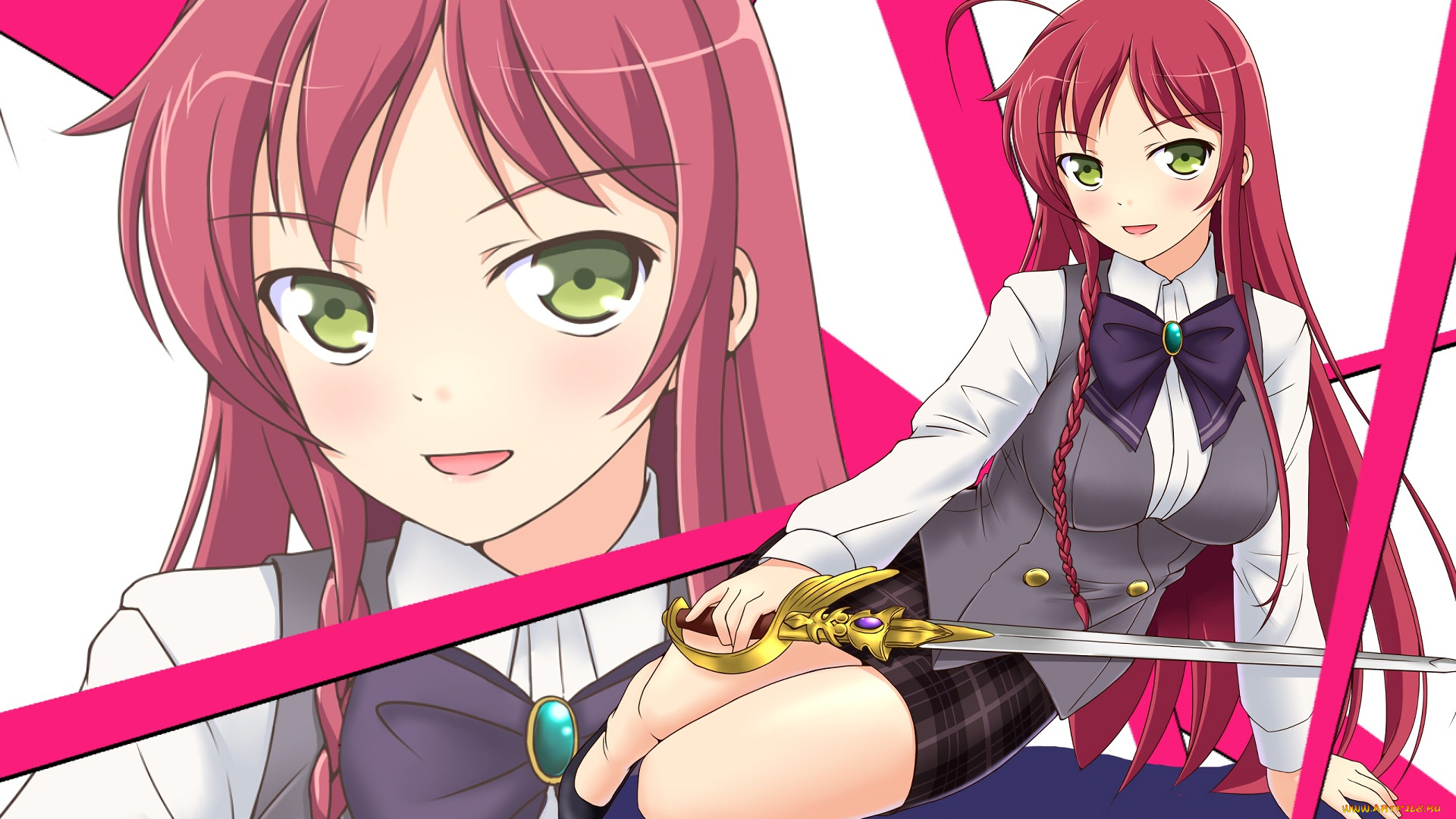 аниме, hataraku, maou-sama, фон, взгляд, девушки