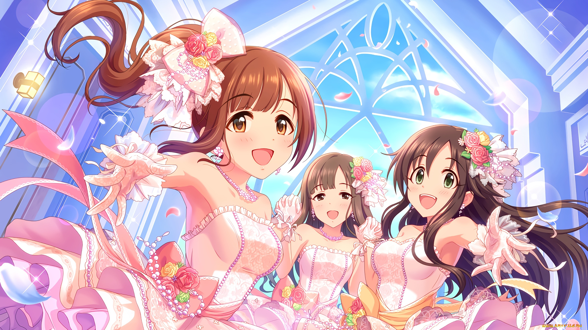 аниме, idolm@ster, девушка, взгляд, фон