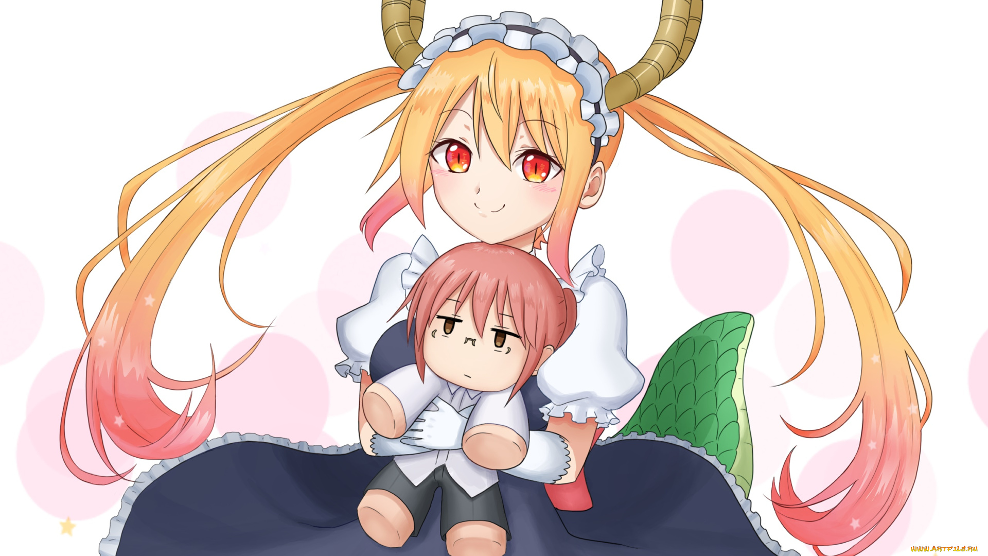 аниме, miss, kobayashi`s, dragon, maid, фон, взгляд, девушка