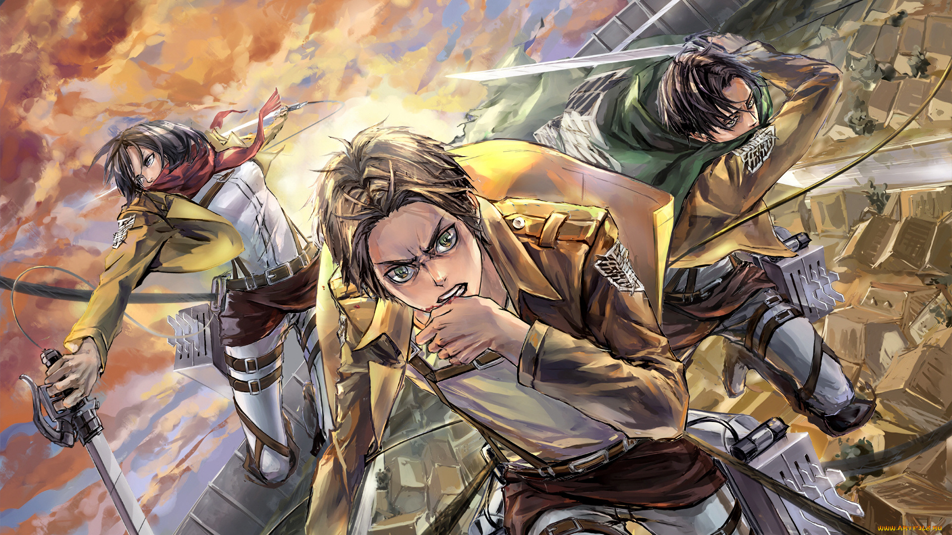 аниме, shingeki, no, kyojin, атака, титанов