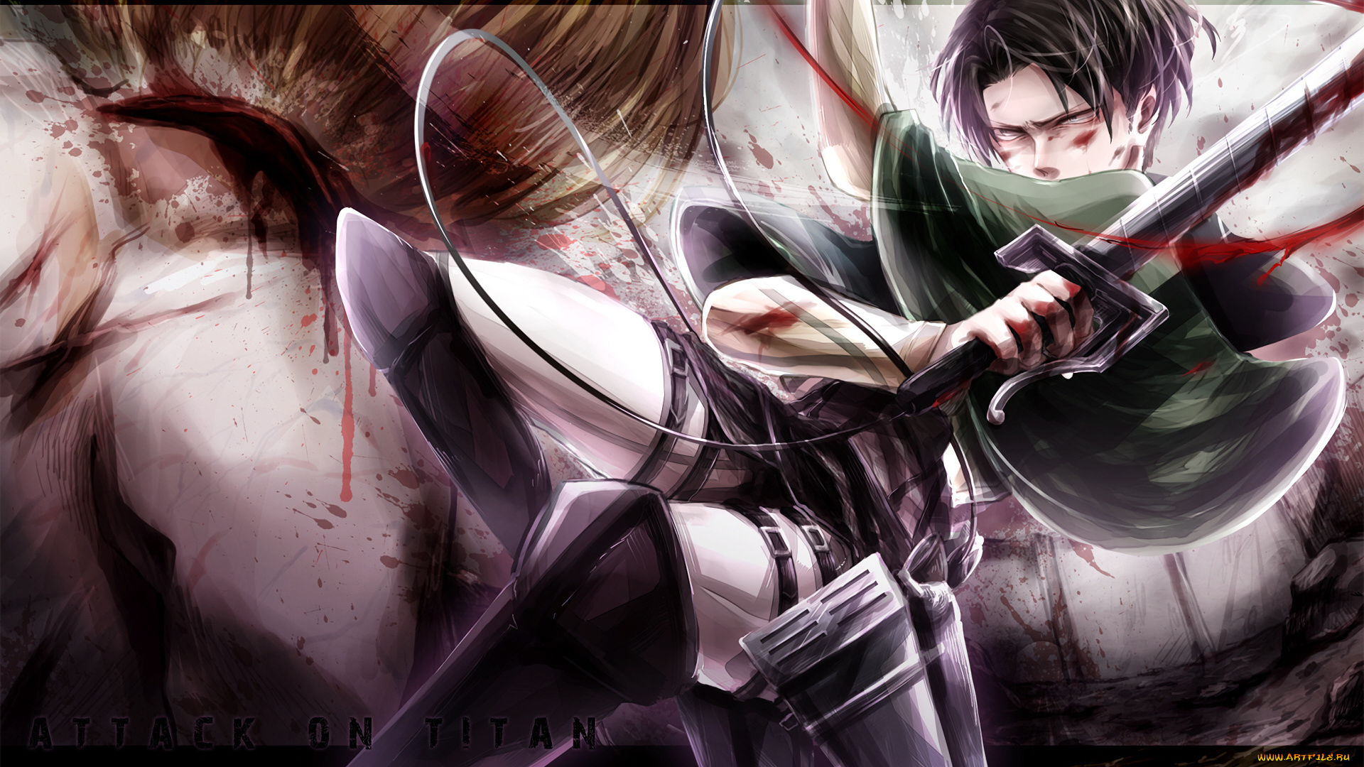 аниме, shingeki, no, kyojin, атака, титанов