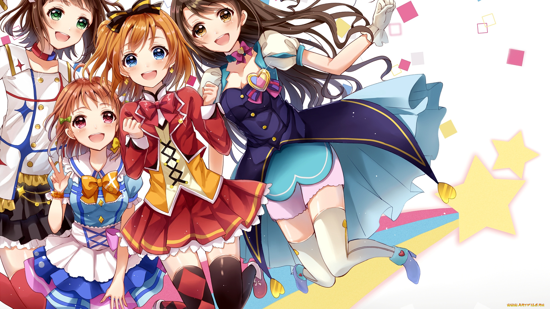 аниме, unknown, , другое, девушки, взгляд, фон