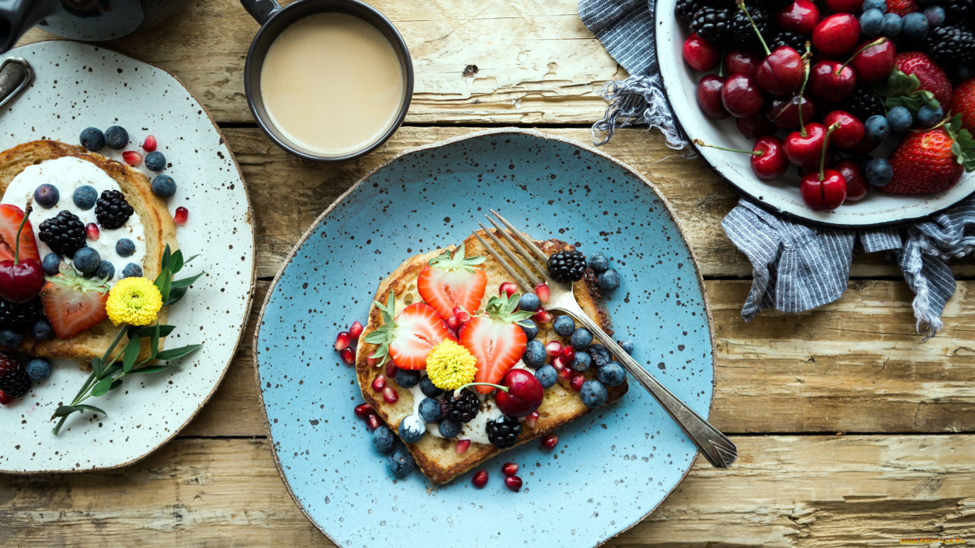 еда, разное, хлеб, ежевика, клубника, ягоды