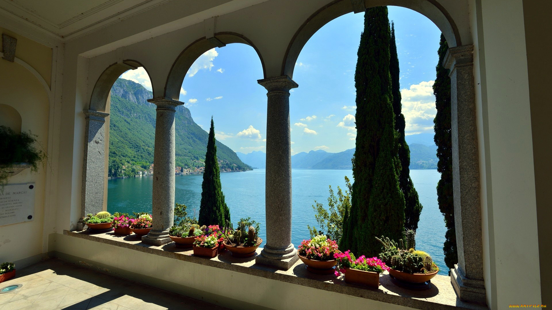 интерьер, веранды, , террасы, , балконы, озеро, горы, кипарисы