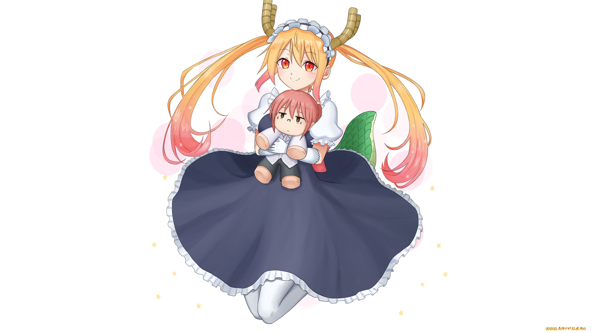 miss, kobayashi`s, dragon, maid, аниме, фон, взгляд, девушка