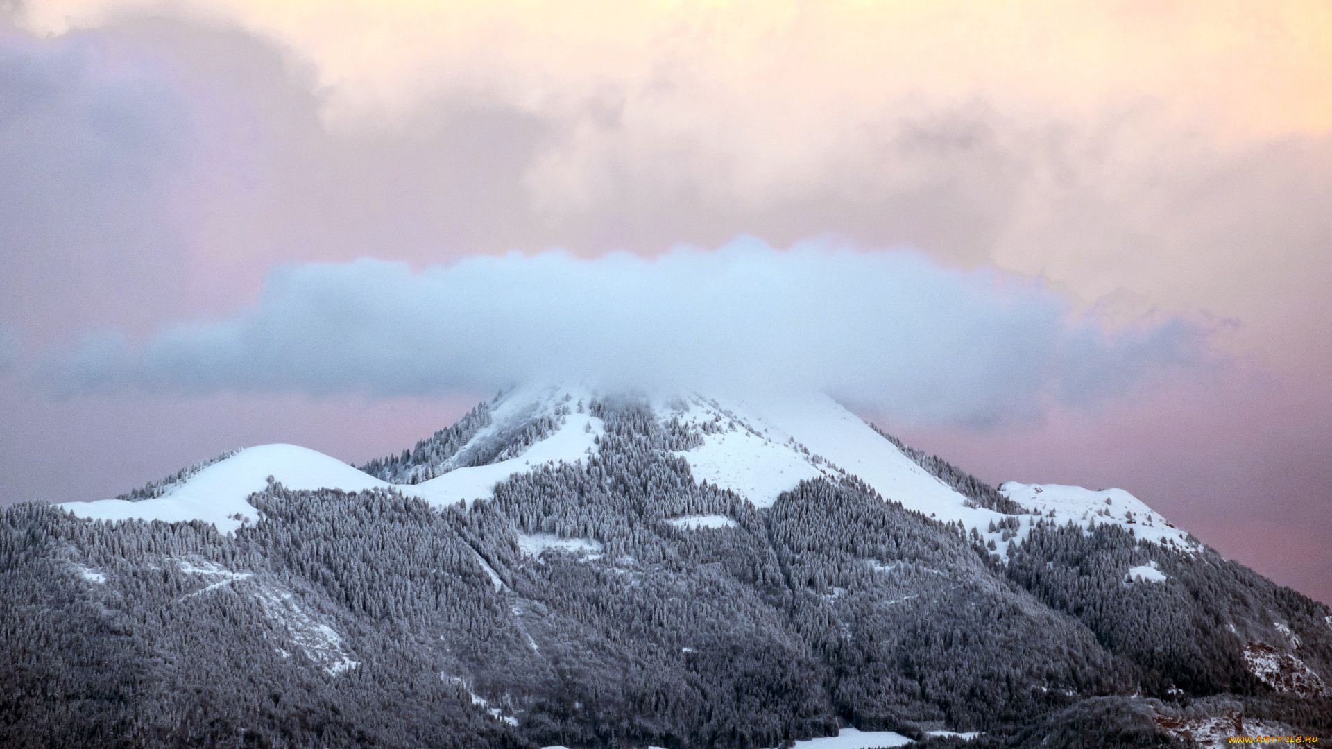 природа, горы, снег, облако