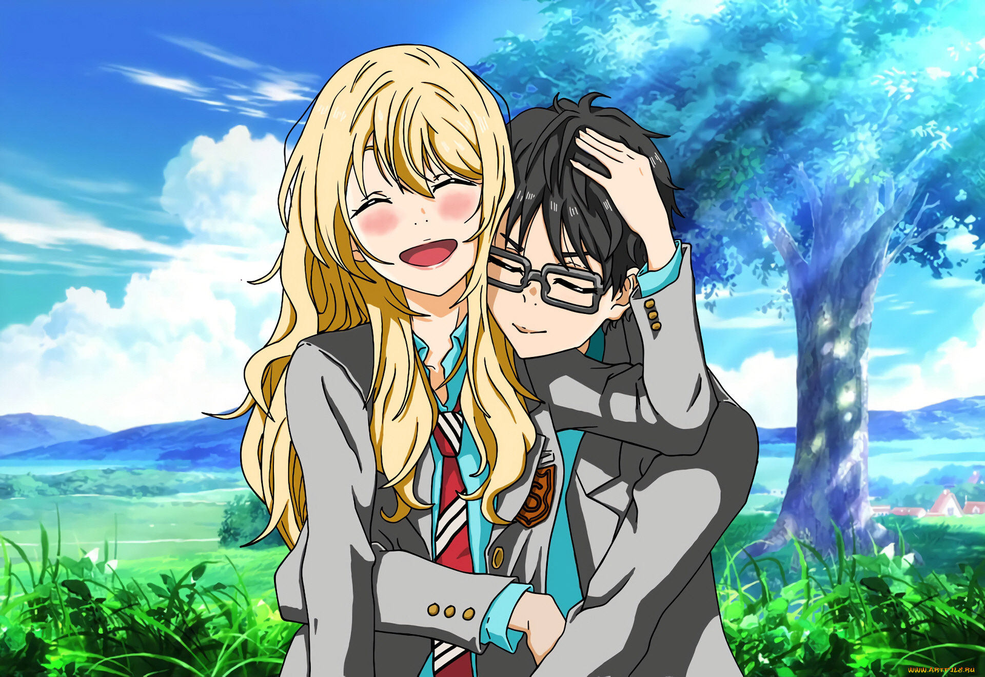 аниме, shigatsu, wa, kimi, no, uso, твоя, апрельская, ложь