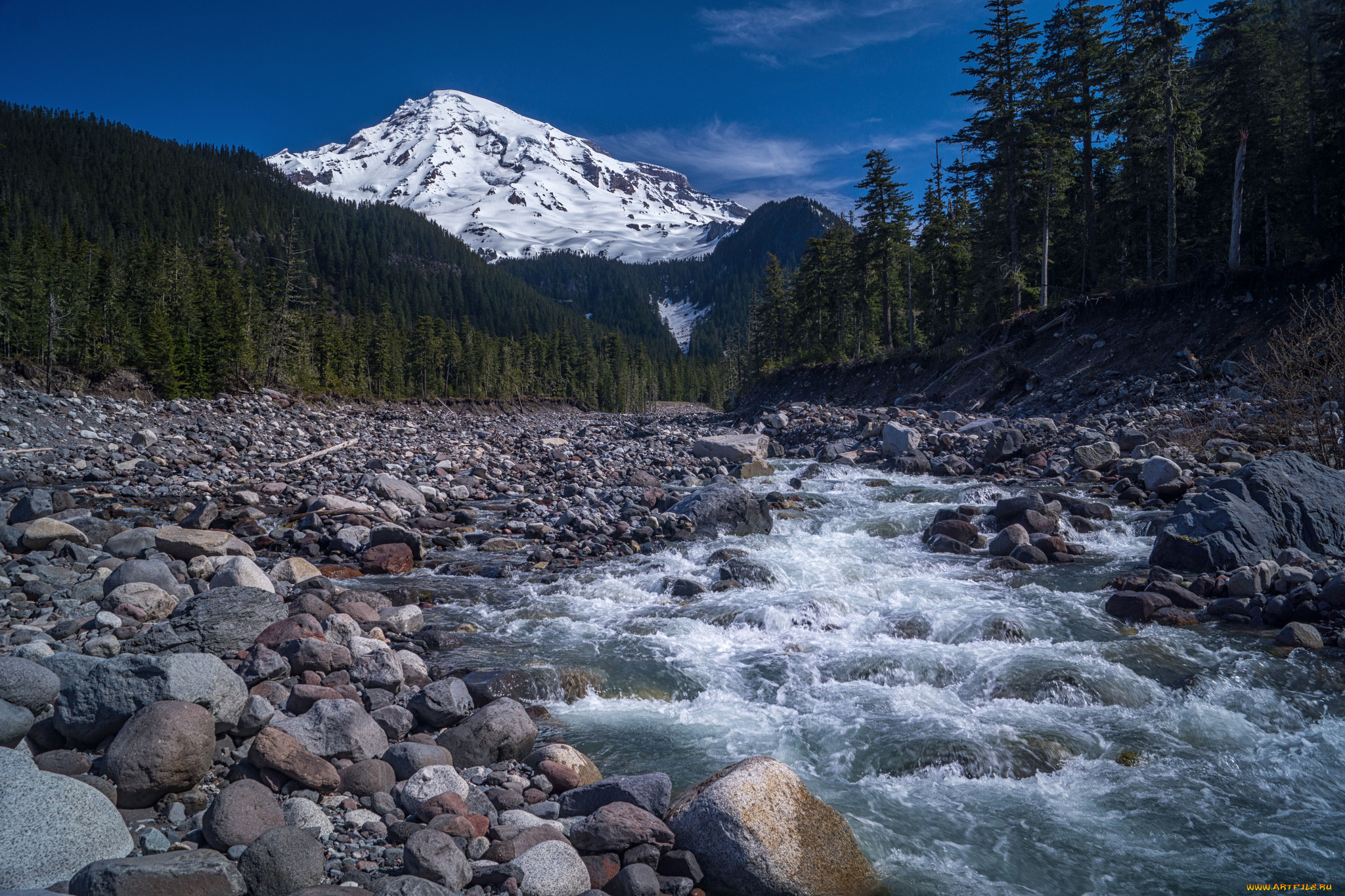 природа, реки, озера, река, горы, лес