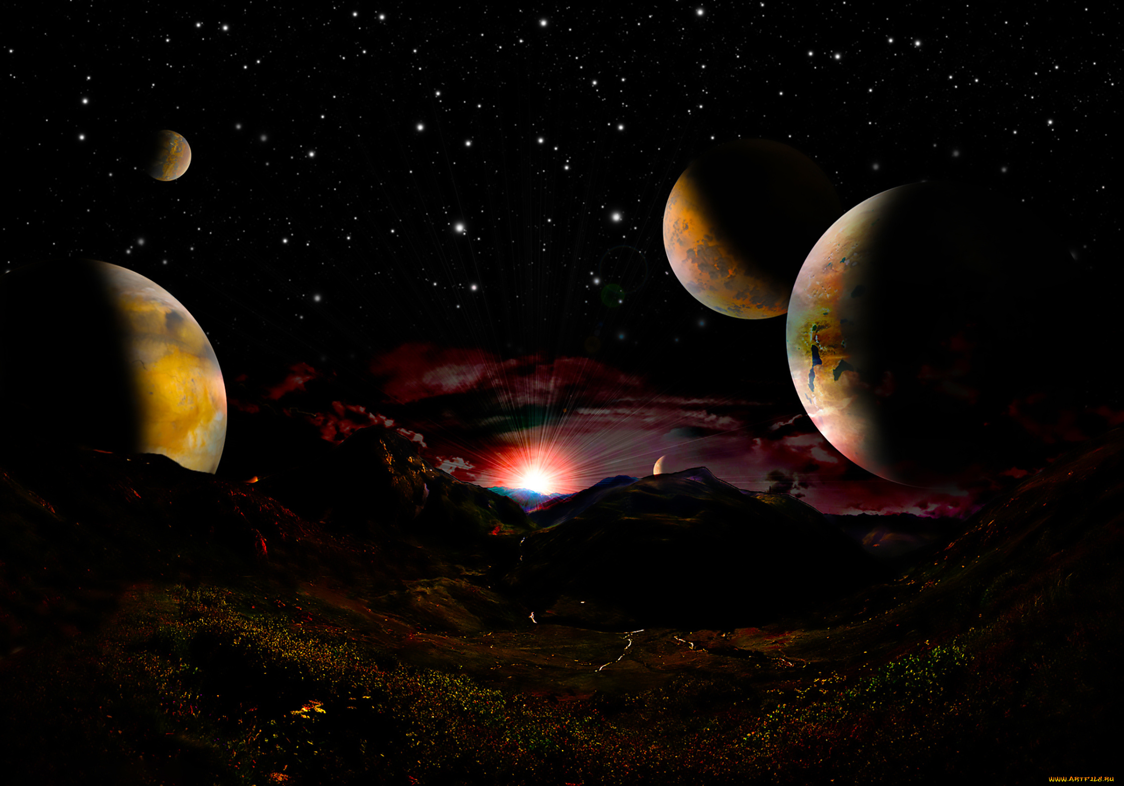 3д, графика, атмосфера, настроение, , atmosphere, , , mood, , вселенная, планеты, поверхность