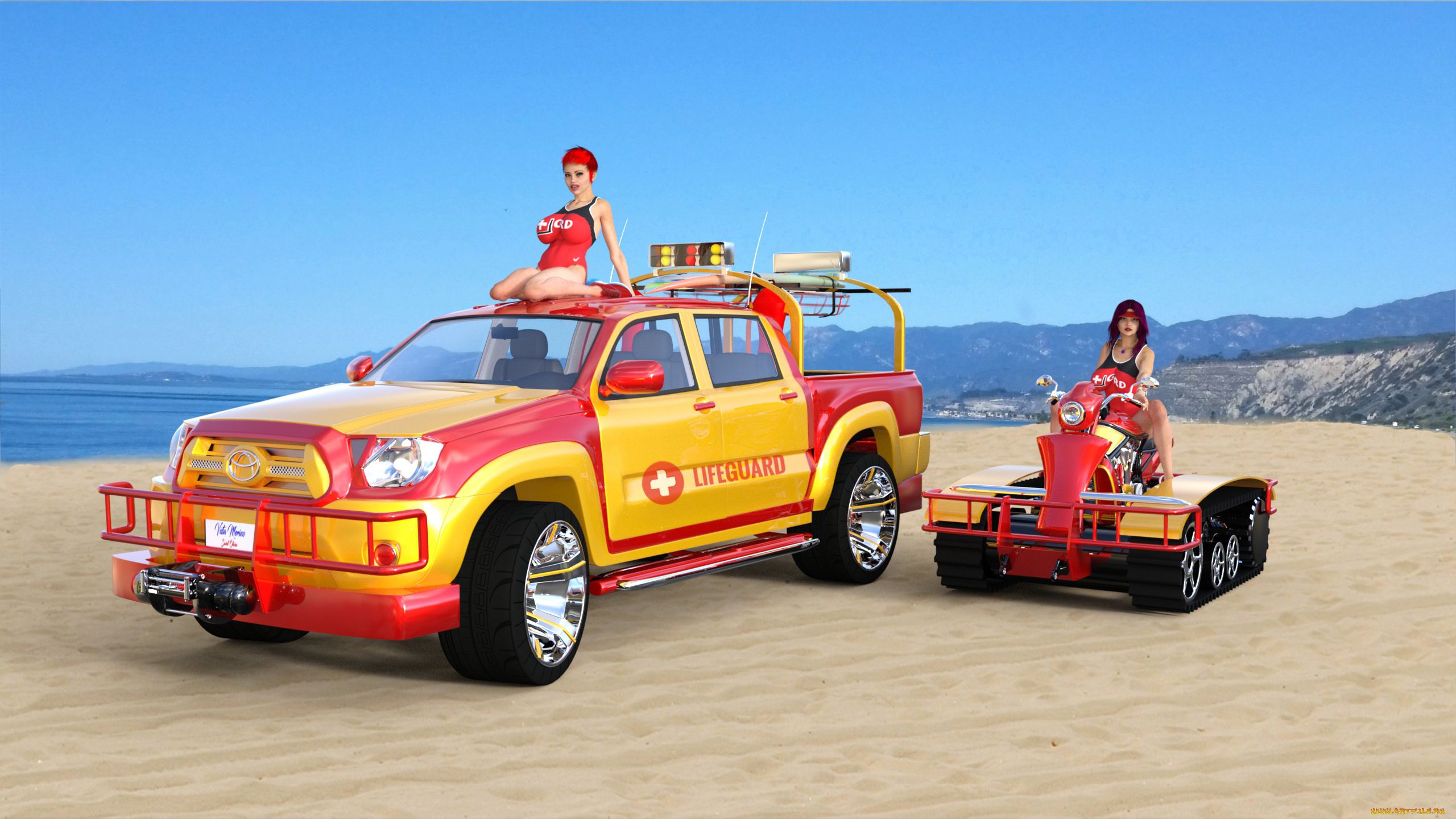 3д, графика, люди-авто, мото, , people-, car, , , moto, девушки, взгляд, фон