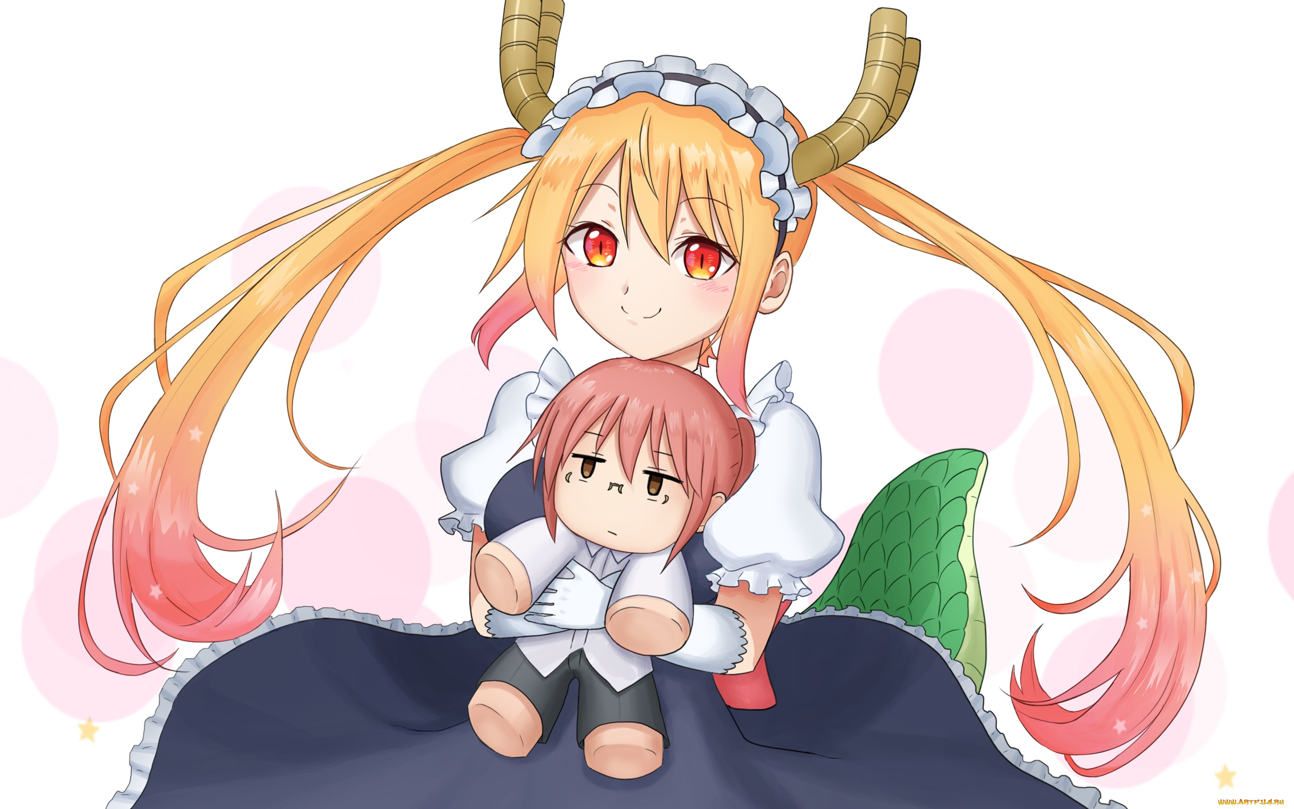 аниме, miss, kobayashi`s, dragon, maid, фон, взгляд, девушка