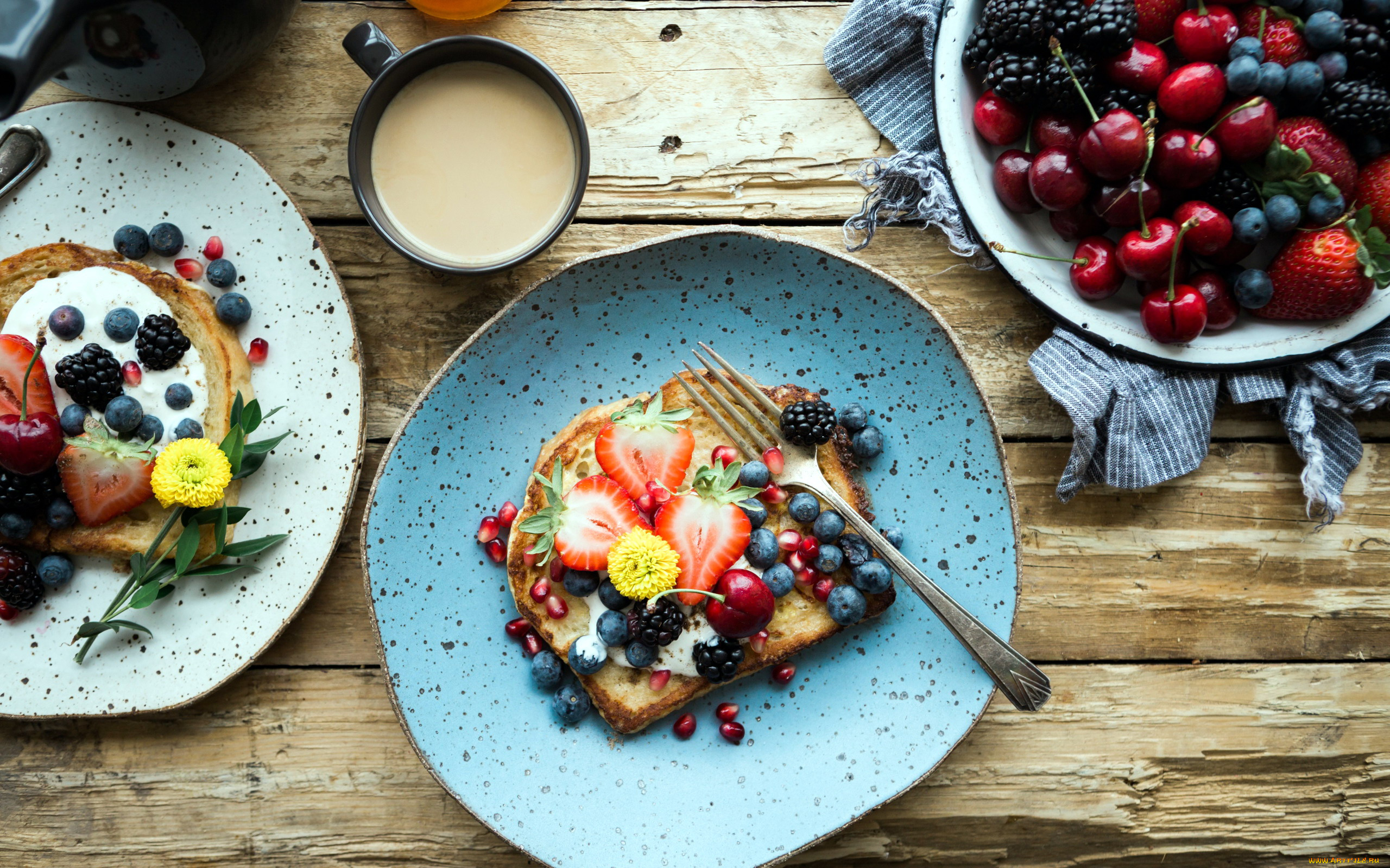 еда, разное, хлеб, ежевика, клубника, ягоды