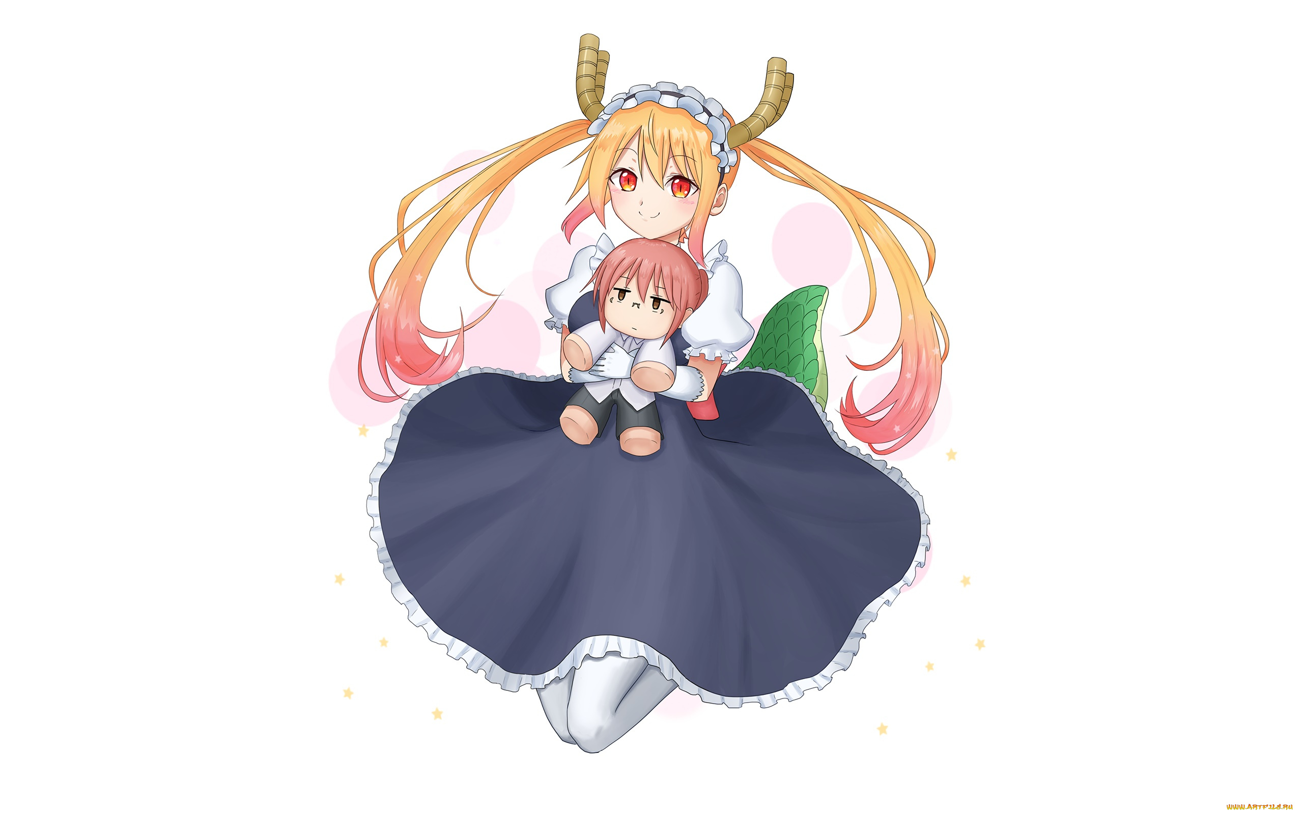 miss, kobayashi`s, dragon, maid, аниме, фон, взгляд, девушка