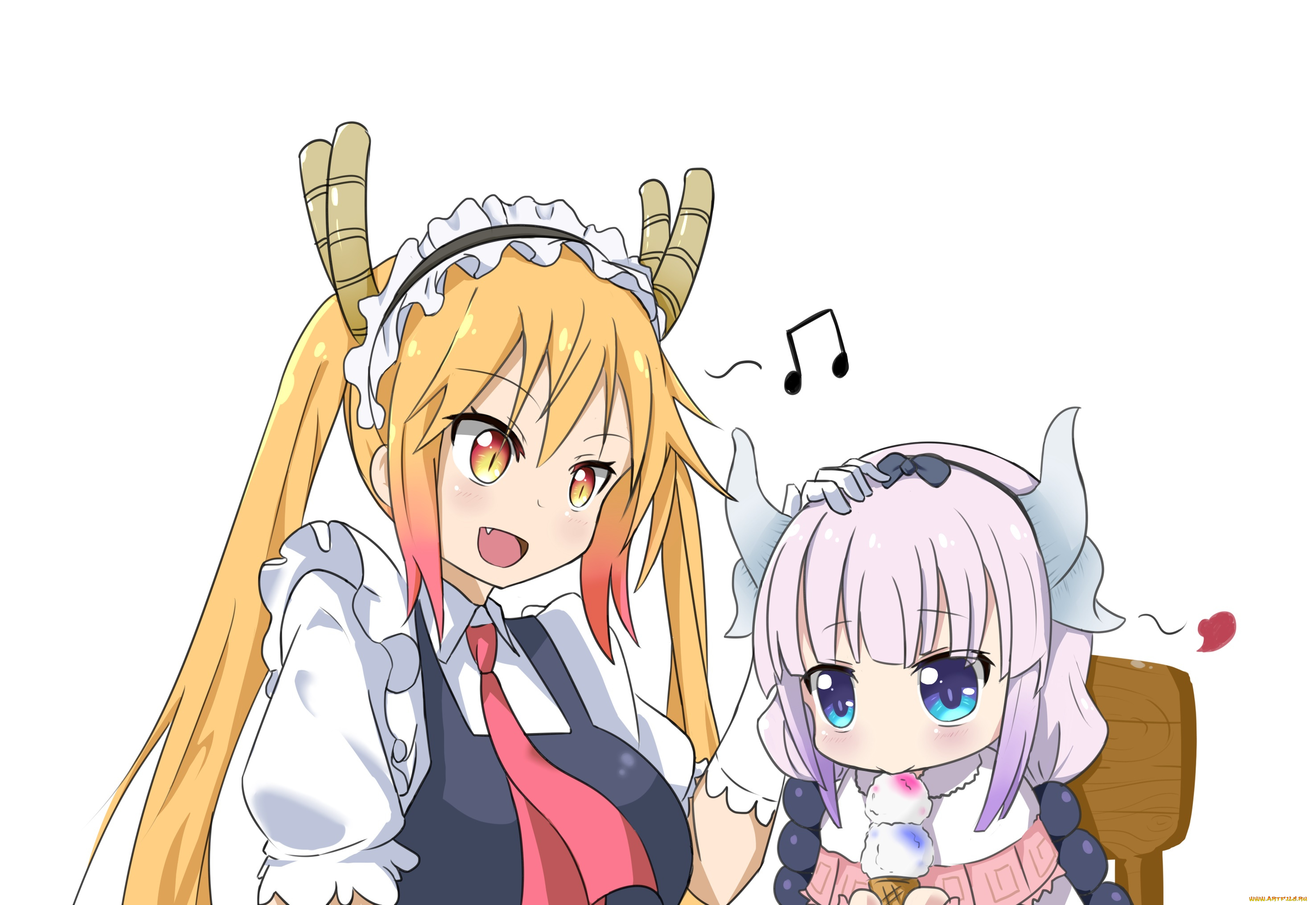 аниме, miss, kobayashi`s, dragon, maid, девушка, взгляд, фон