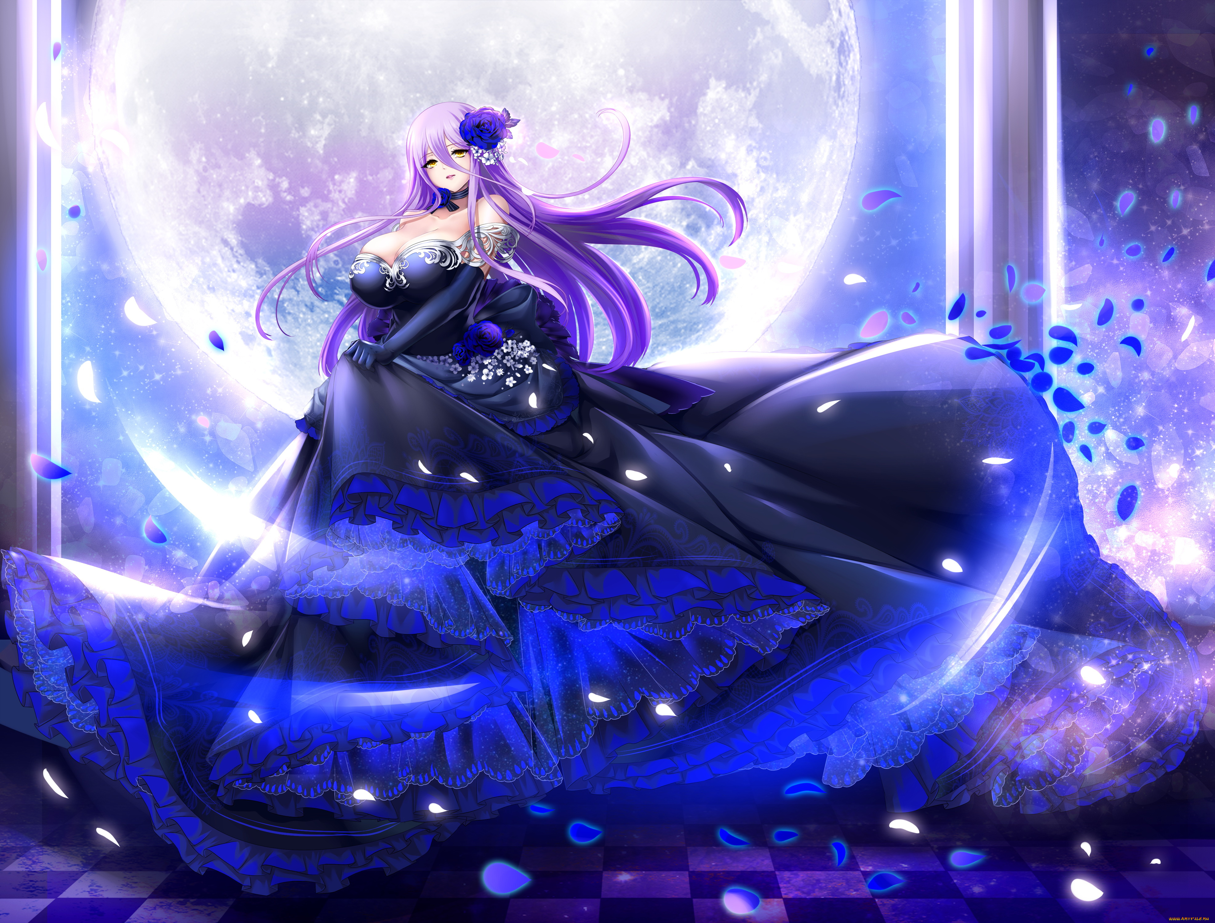 аниме, магия, , колдовство, , halloween, девушка, платье, взгляд, фон