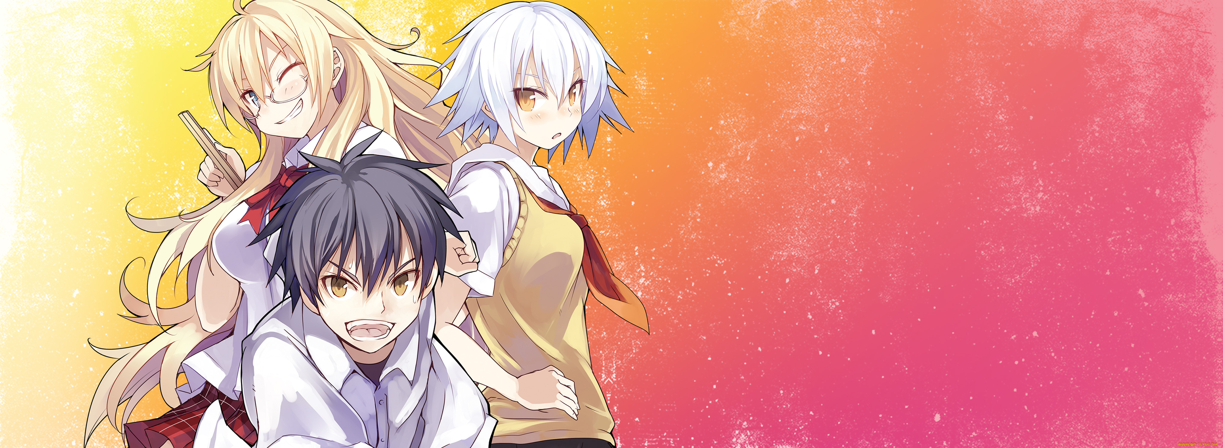 ben-to, аниме, фон, взгляд, девушки