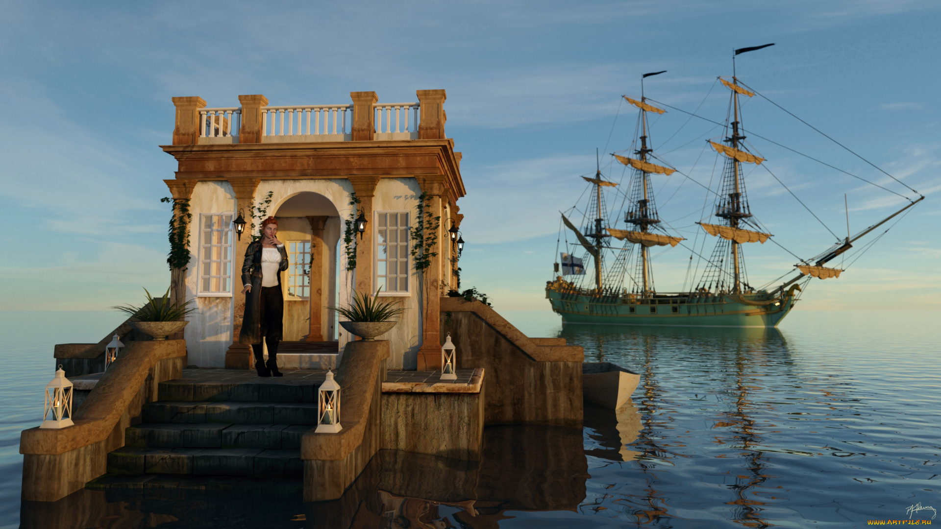 3д, графика, фантазия, , fantasy, девушка, взгляд, фон