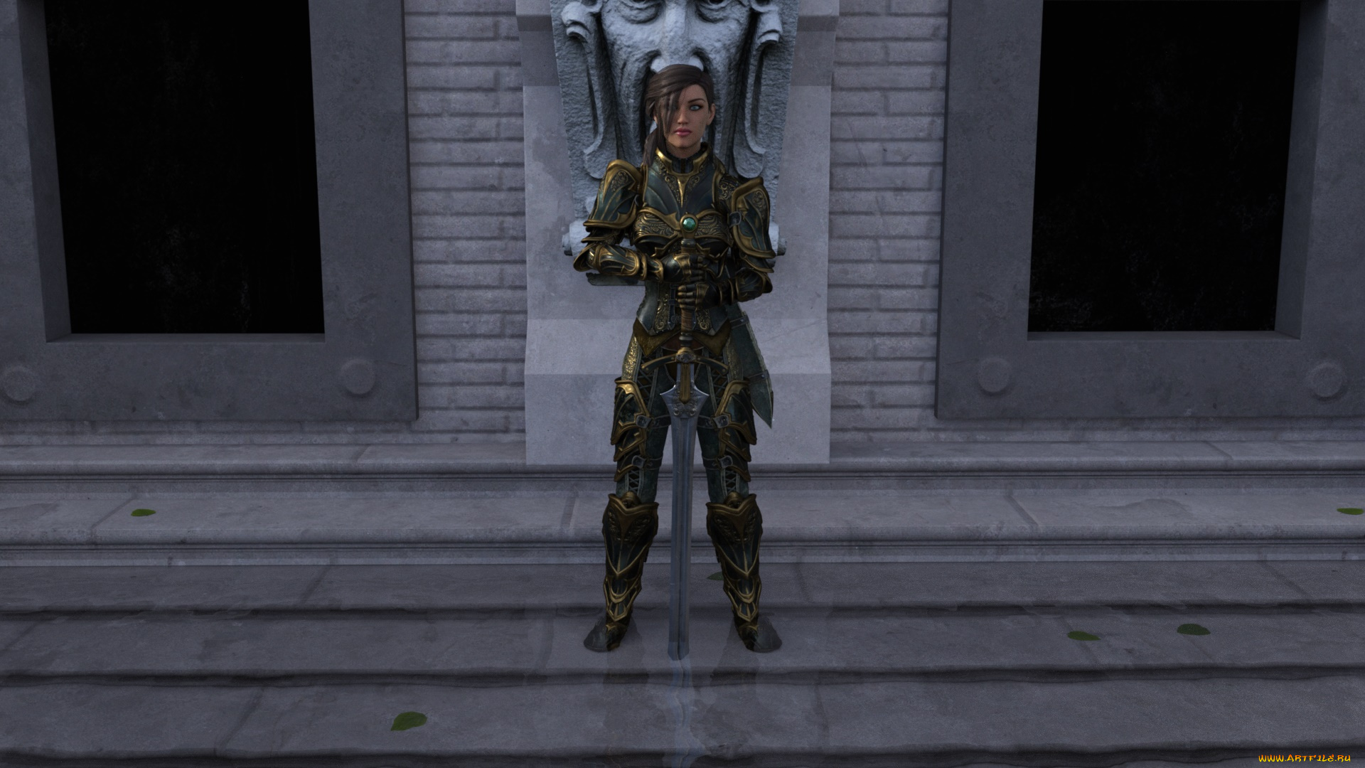 3д, графика, фантазия, , fantasy, девушка, взгляд, фон