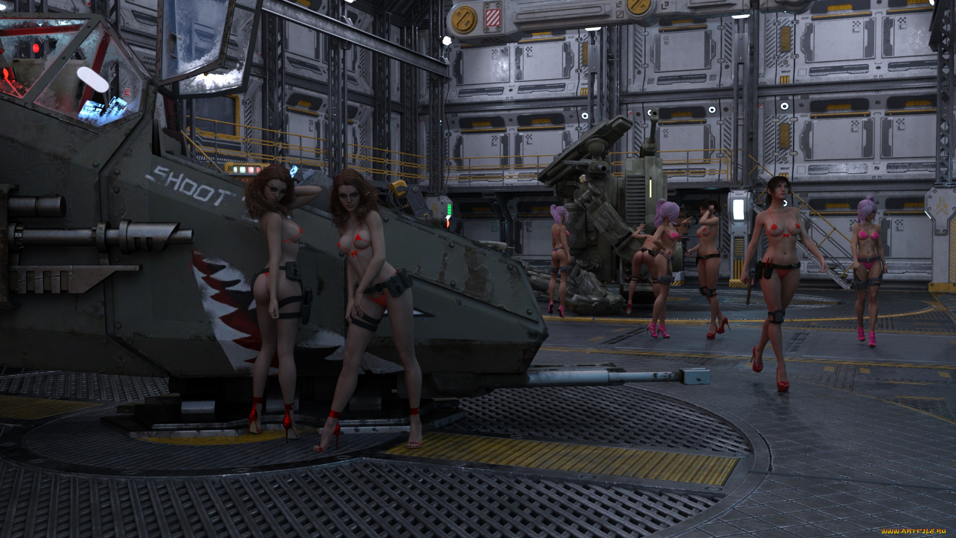 3д, графика, фантазия, , fantasy, девушки, взгляд, фон