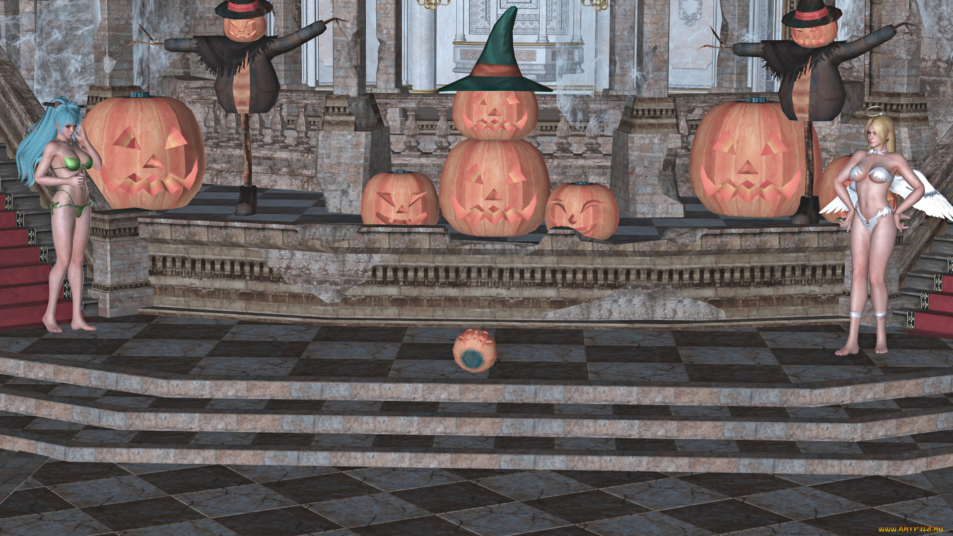 3д, графика, праздники, , holidays, девушки, взгляд, фон