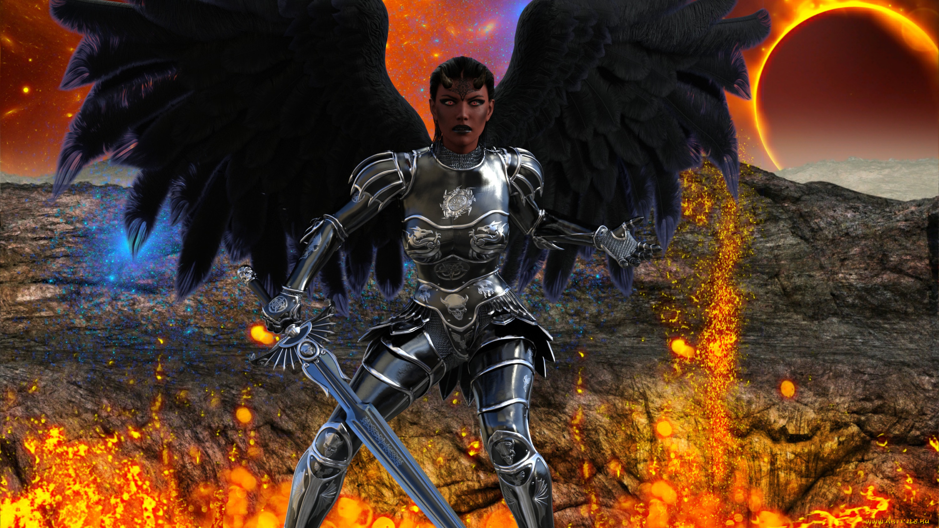 3д, графика, существа, , creatures, девушка, взгляд, фон