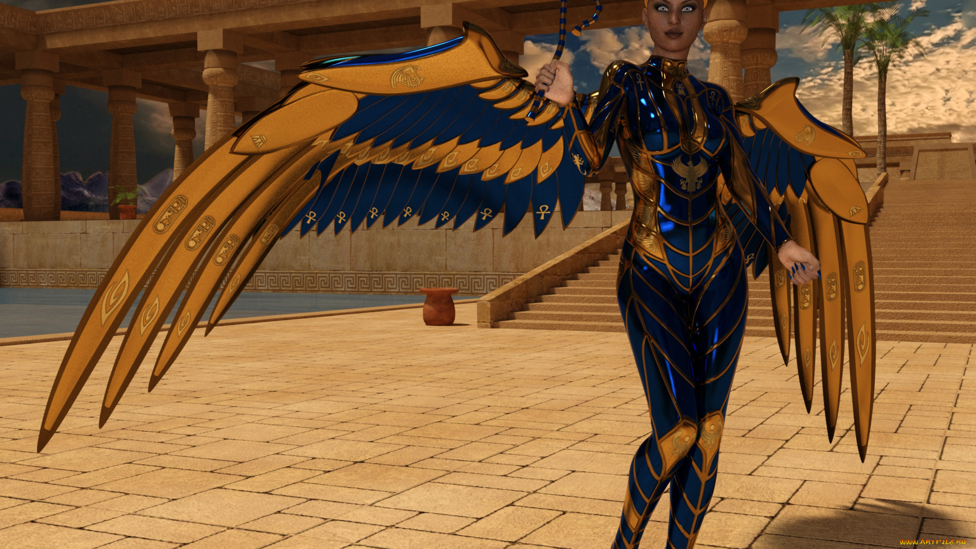 3д, графика, существа, , creatures, девушка, взгляд, фон