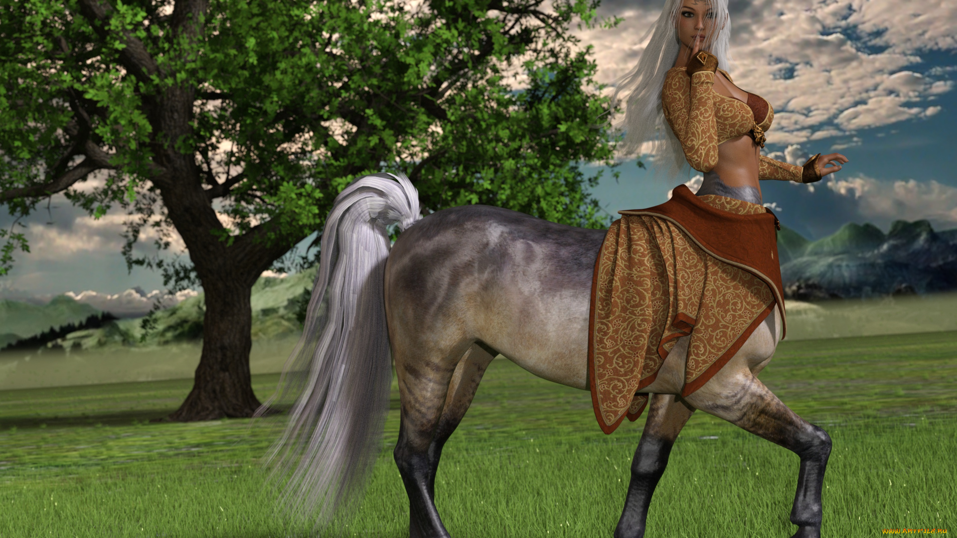 3д, графика, существа, , creatures, девушка, взгляд, фон