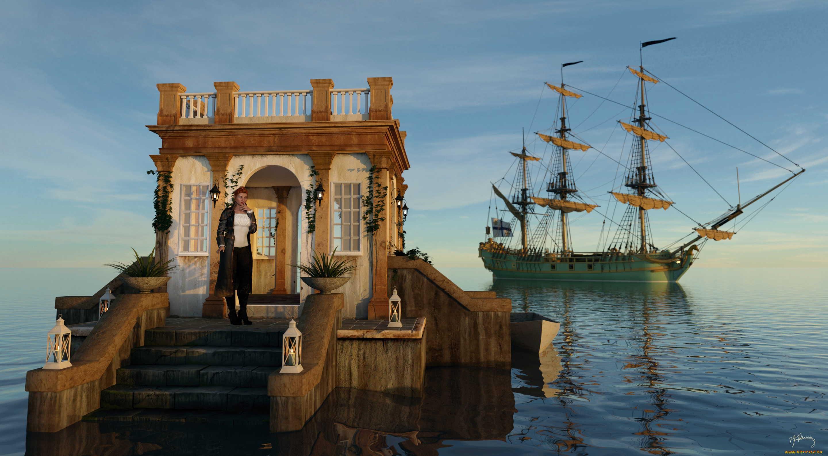 3д, графика, фантазия, , fantasy, девушка, взгляд, фон