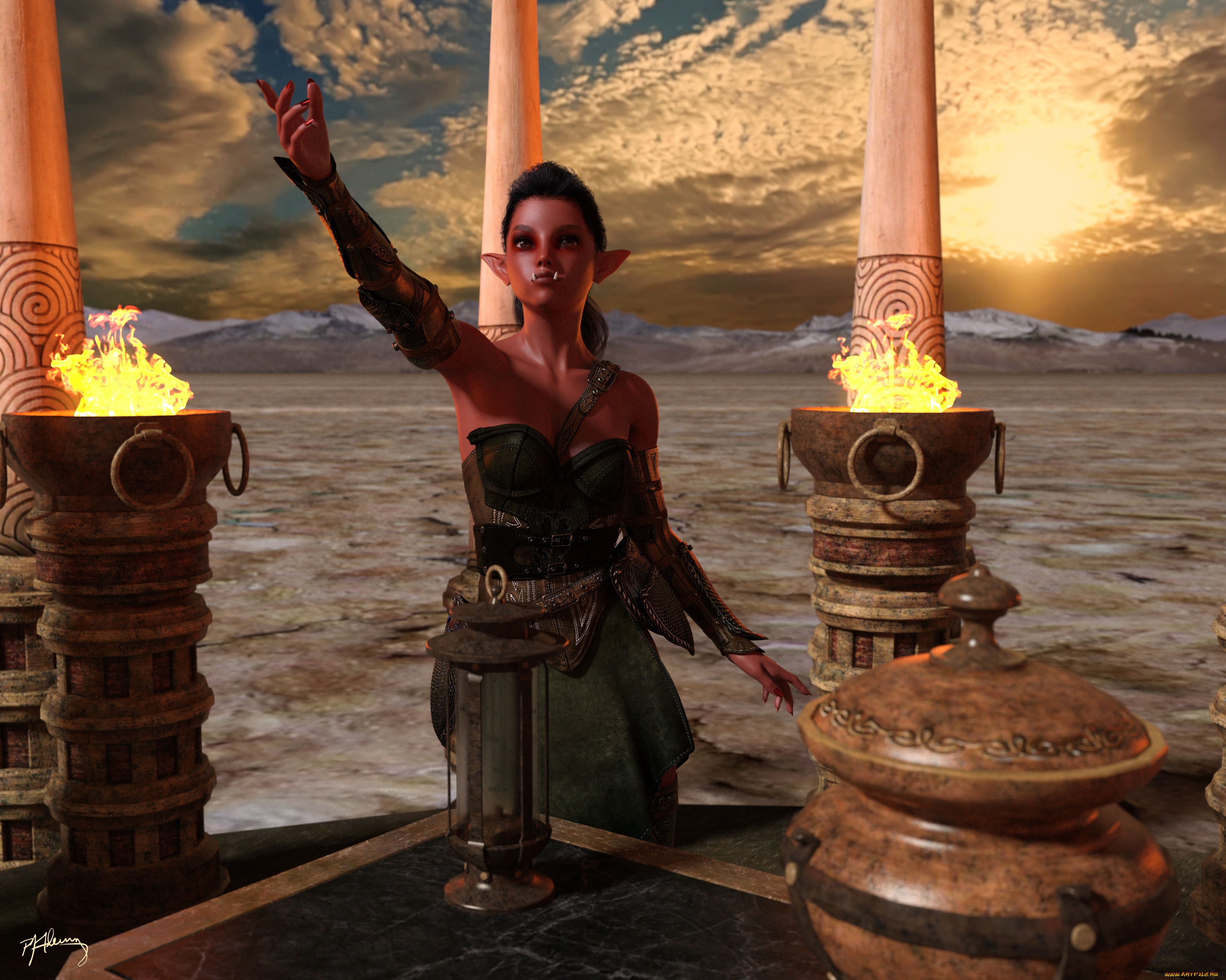 3д, графика, эльфы, , elves, эльфийка, взгляд, фон