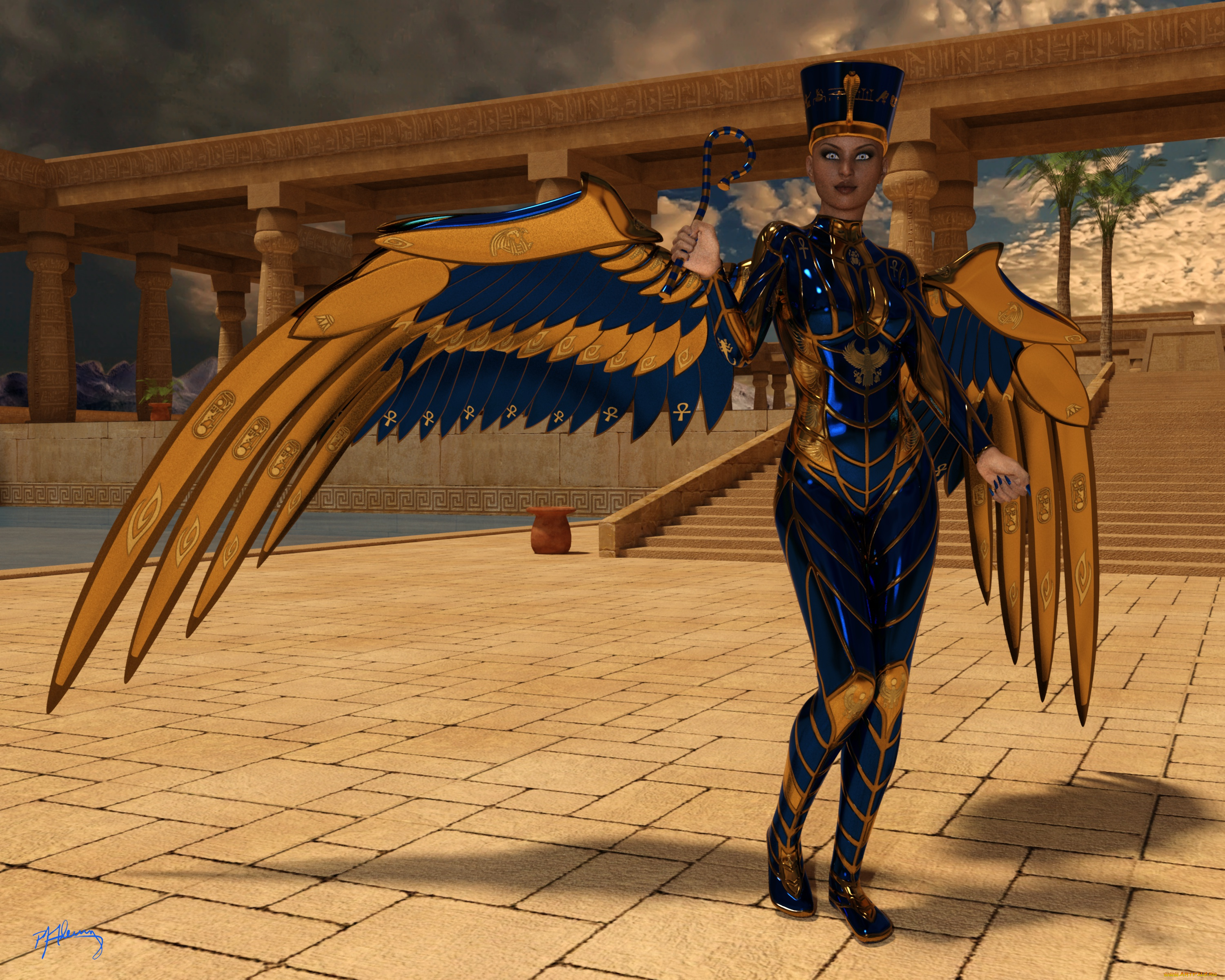 3д, графика, существа, , creatures, девушка, взгляд, фон