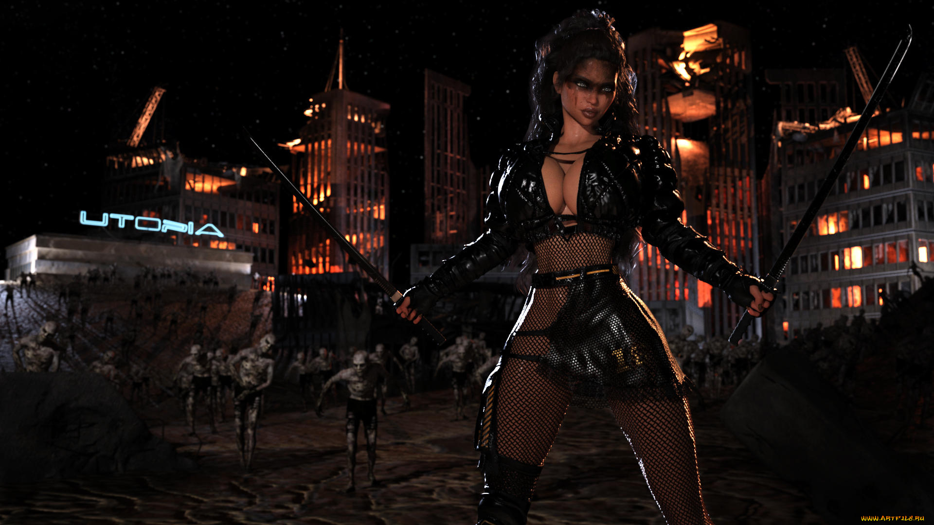 3д, графика, фантазия, , fantasy, фон, взгляд, девушка