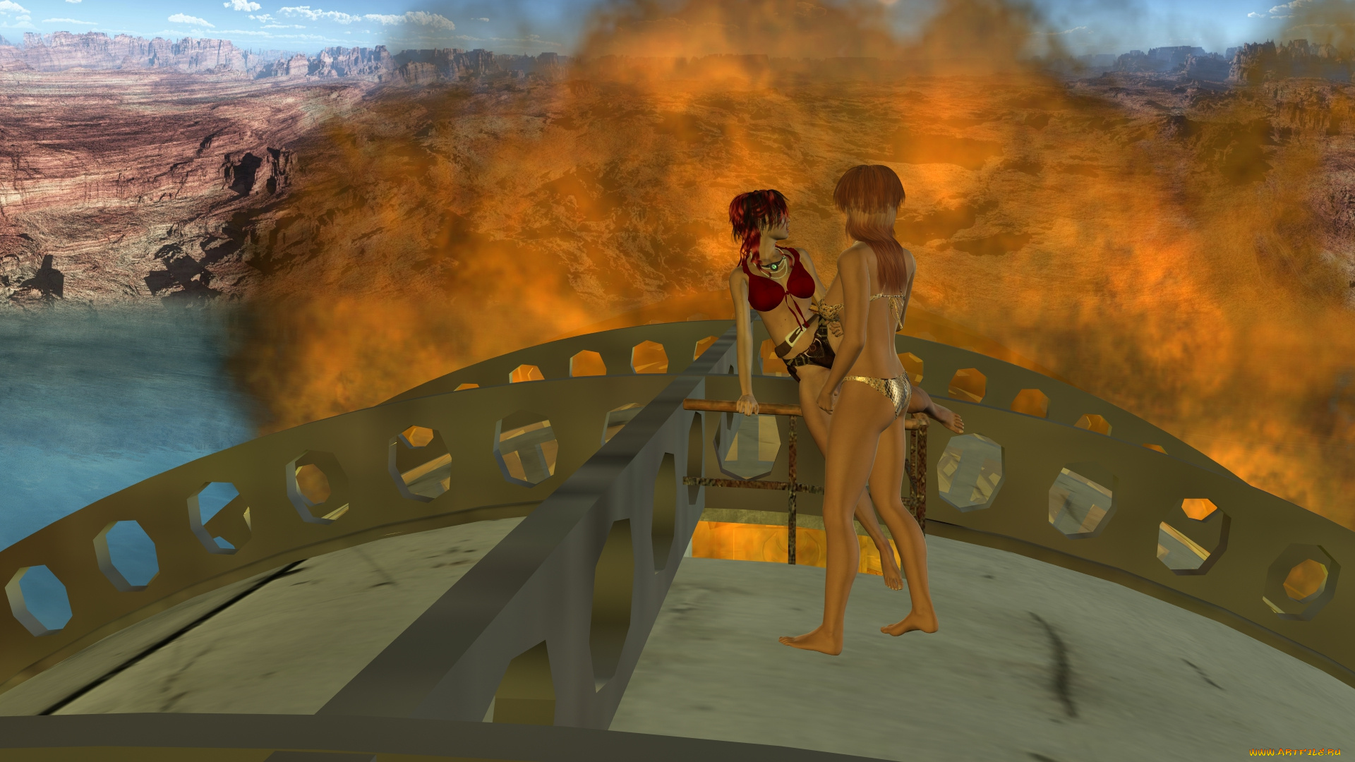 3д, графика, фантазия, , fantasy, фон, взгляд, девушка